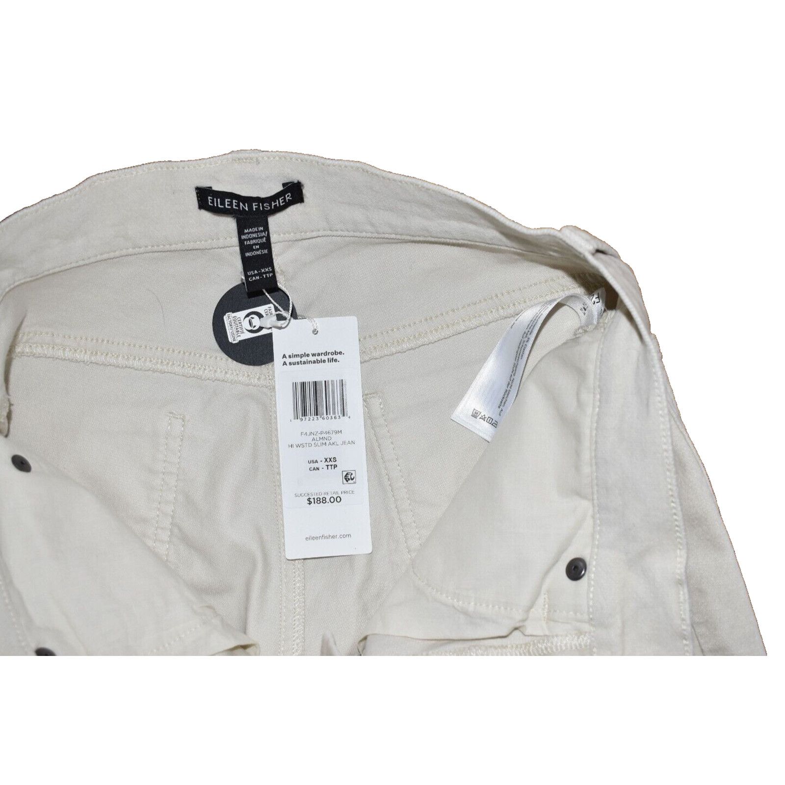 Eileen Fisher NWT EILEEN FISHER Stretch Velveteen Slim Ankle Jean XXS $188 Size 28" / US 6 / IT 42 - 4 Thumbnail