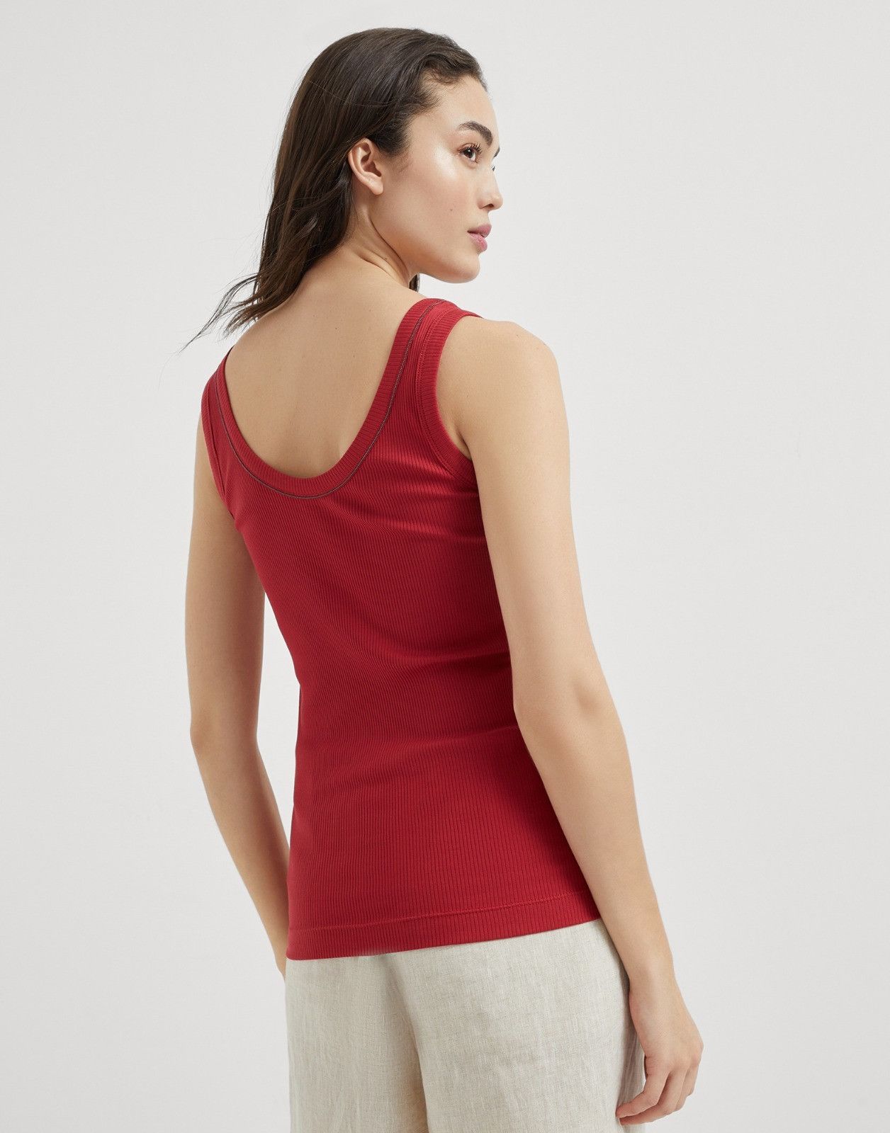 Brunello Cucinelli o1la1rc1a0326 Tank Top in Red Size L / US 10 / IT 46 - 2 Thumbnail