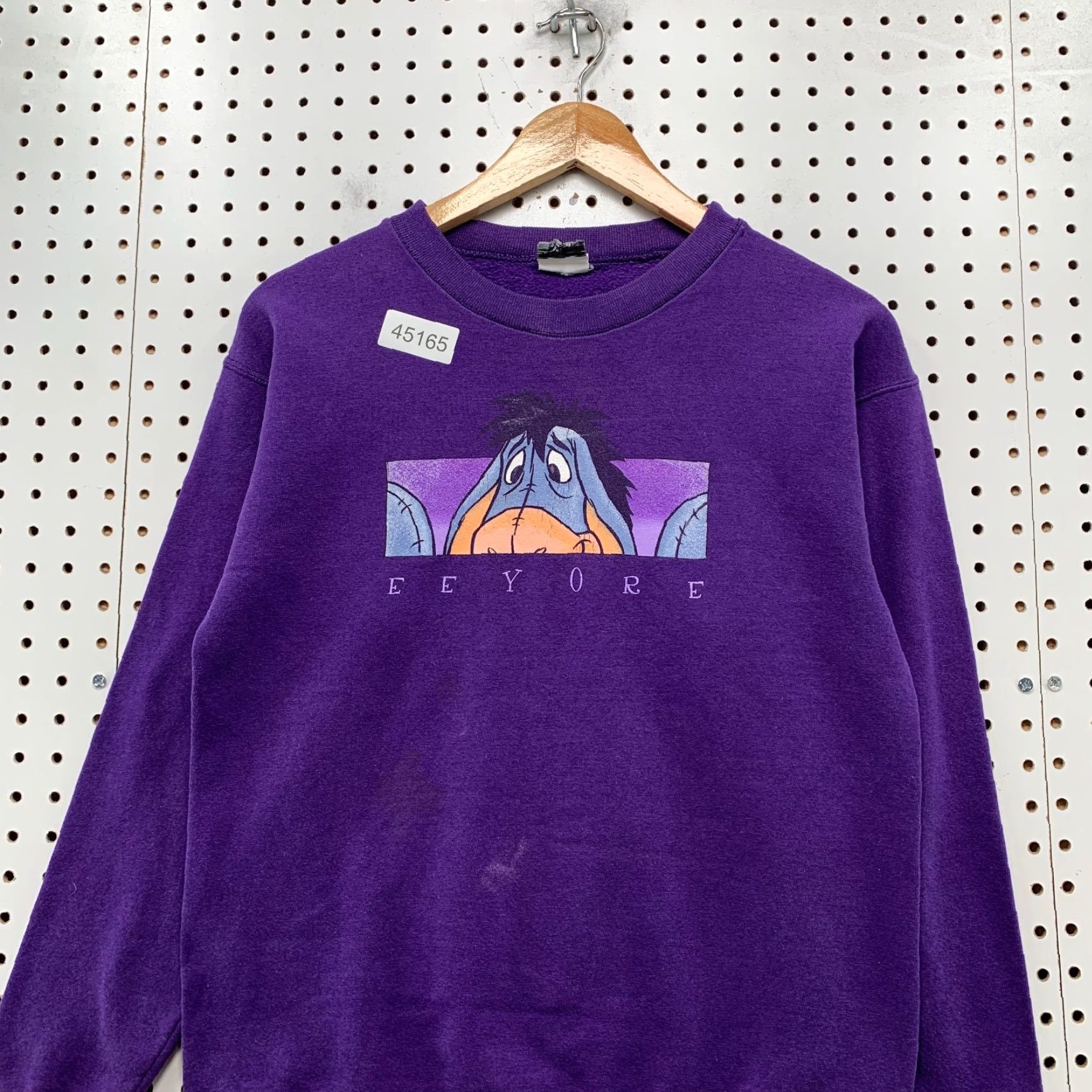 Disney VINTAGE Disney Eeyore Sweatshirt Womens Small Purple Distressed Fleece Crewneck Size S / US 4 / IT 40 - 2 Thumbnail