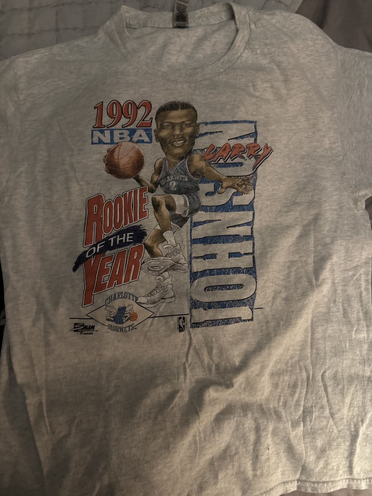 Salem Sportswear Charlotte Hornets Larry Johnson Rookie of The Year Vintage T Size US L / EU 52-54 / 3 - 1 Thumbnail