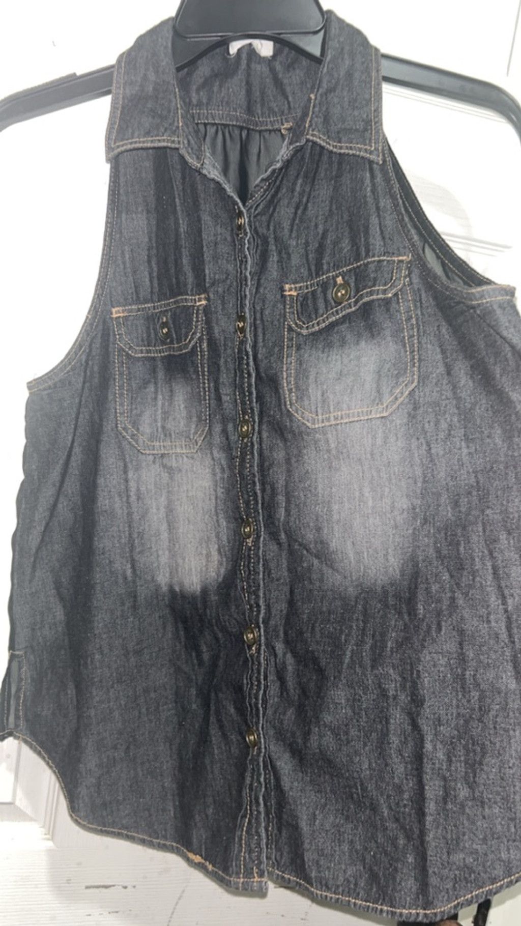 Other DREAM OUT LOUD Black Denim Sleeveless Button-Up Top L Size L / US 10 / IT 46 - 2 Thumbnail