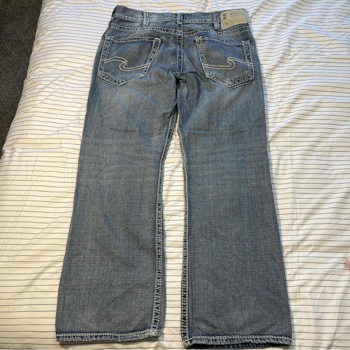 Vintage 33x29 Silver Baggy Blue Jeans Size US 33 - 2 Thumbnail