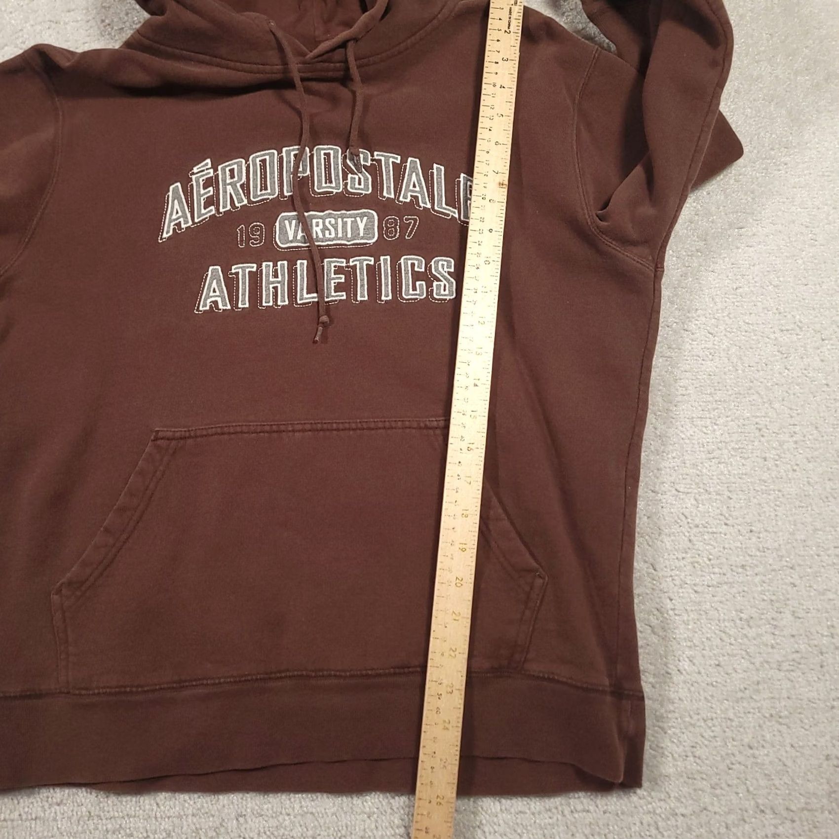 Aeropostale VINTAGE Aeropostale Athletics Hoodie Mens Medium Brown 90s Skater Pullover Hooded Pockets Long Sleeve Drawstring Regular Cotton Size US M / EU 48-50 / 2 - 5 Thumbnail