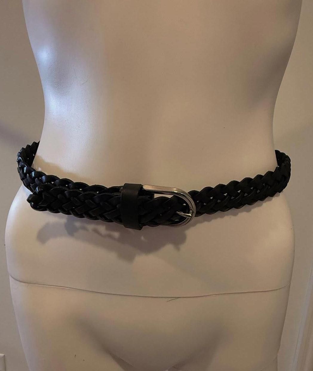 Designer Handcrafted Black Braided Leather Belt by WHBM size S Size ONE SIZE - 1 Thumbnail