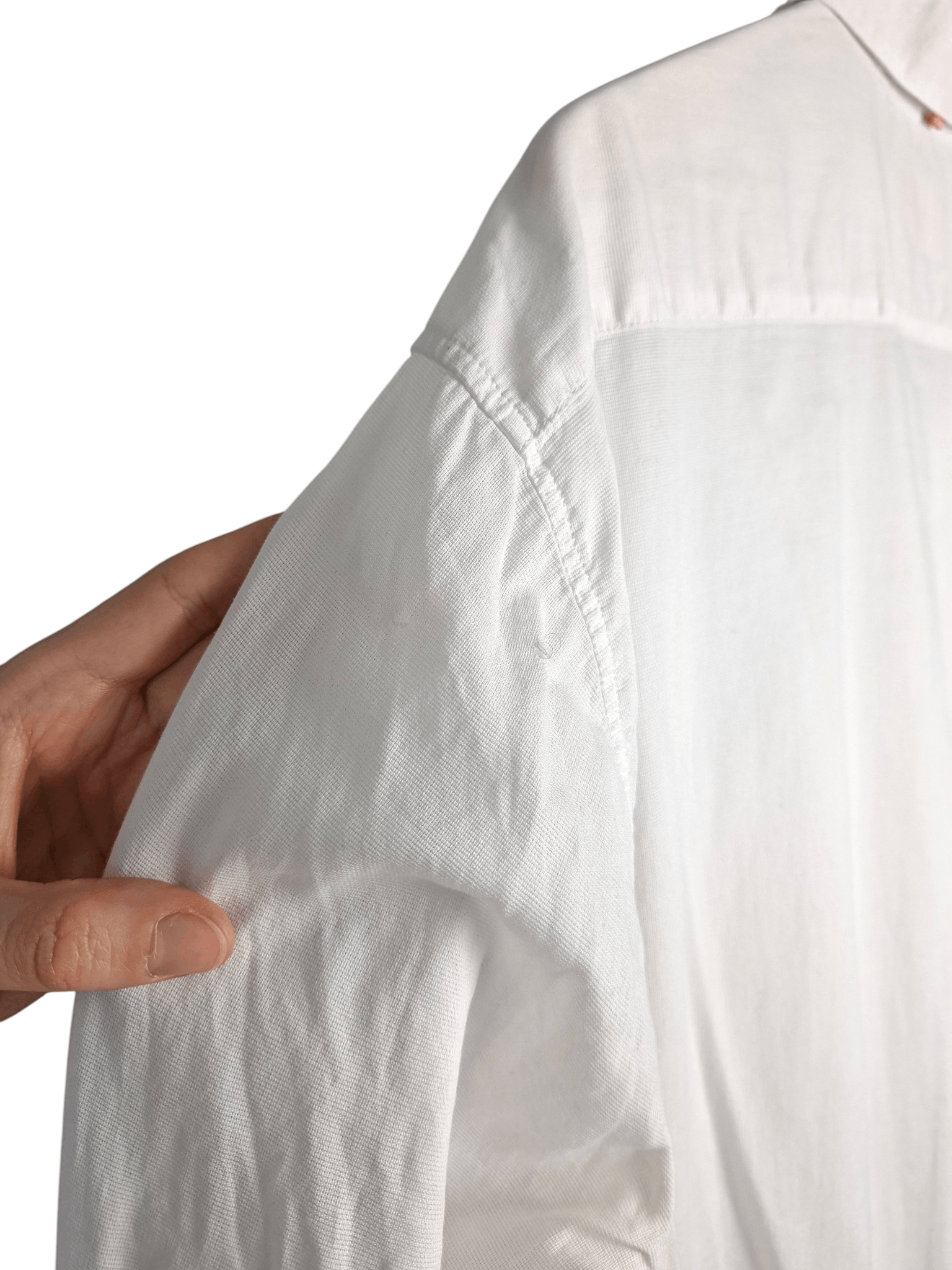 Hugo Boss Hugo Boss White Cotton Shirt Drawstring Hem Roll Tab Sleeve Size US L / EU 52-54 / 3 - 12 Thumbnail
