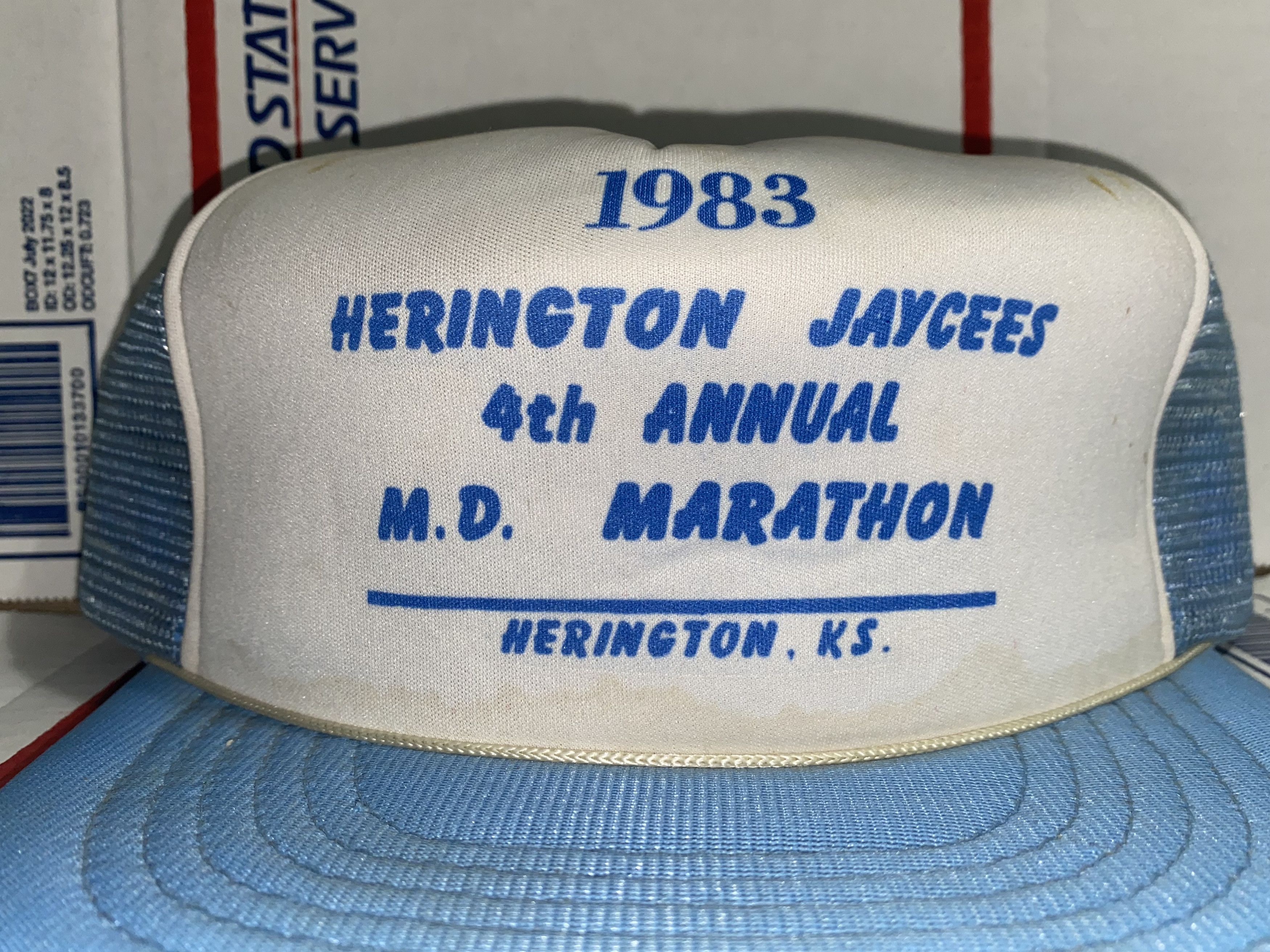 Vintage vtg 80s Herington Jaycees Marathon trucker hat cap Kansas US Size ONE SIZE - 2 Thumbnail