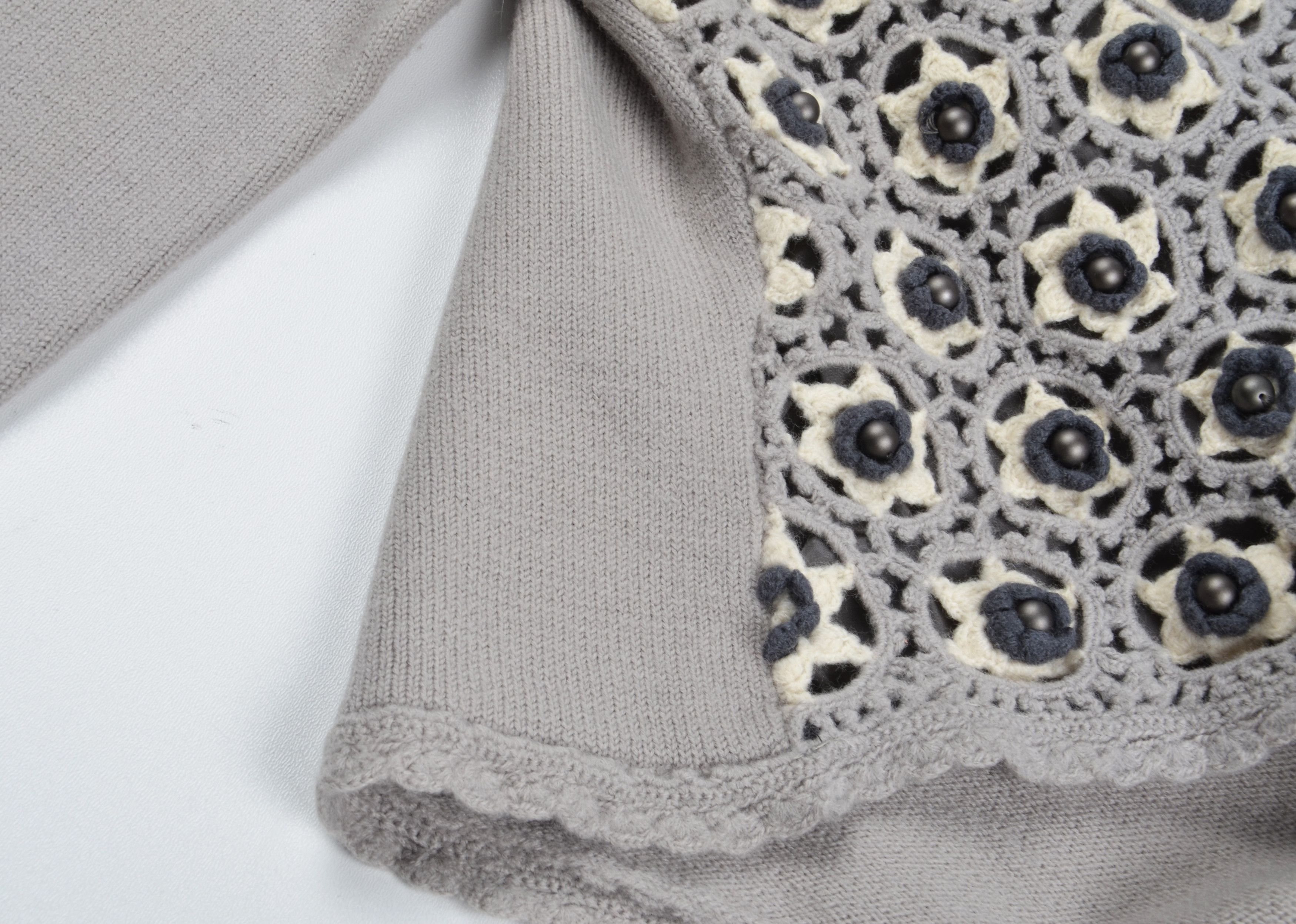 Vintage Vintage Seventy Y2K Crochet Floral Beaded Knit Cardigan Size S / US 4 / IT 40 - 9 Thumbnail