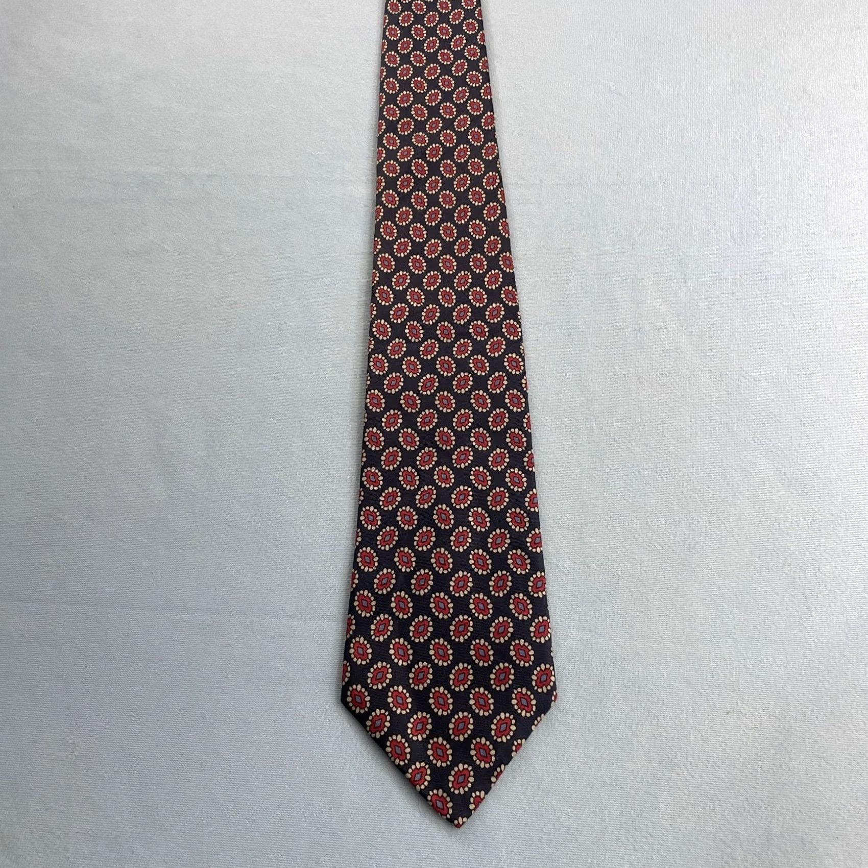 Vintage Robinson's Silk Tie Handmade Vtg Necktie Deco Geometry Micro Yellow Wide Classic 57"-60" Mens Vintage Tie Size ONE SIZE - 6 Thumbnail