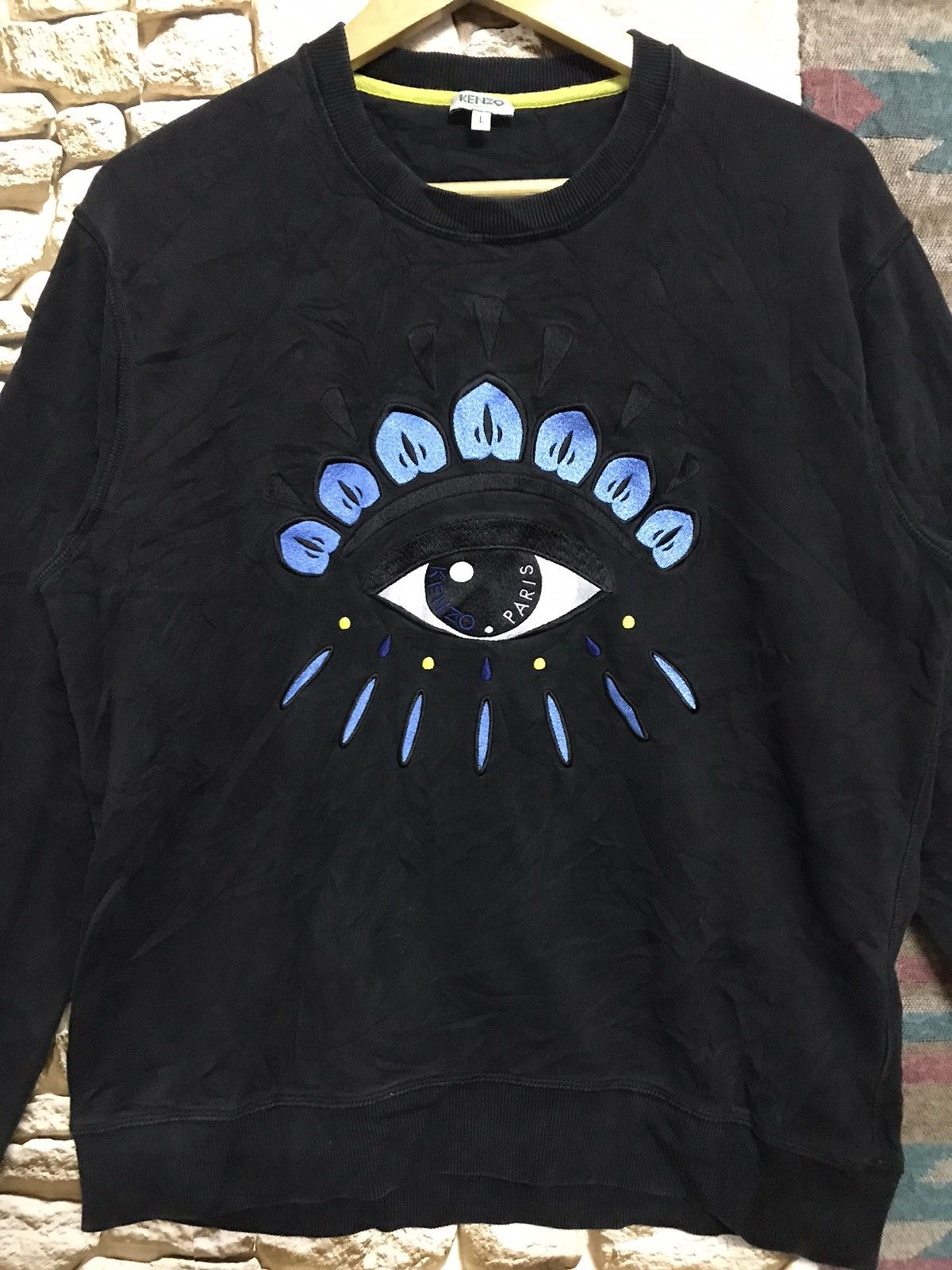 Kenzo Kenzo Paris Black Blue Eye Logo Sweatshirt Size US L / EU 52-54 / 3 - 3 Thumbnail