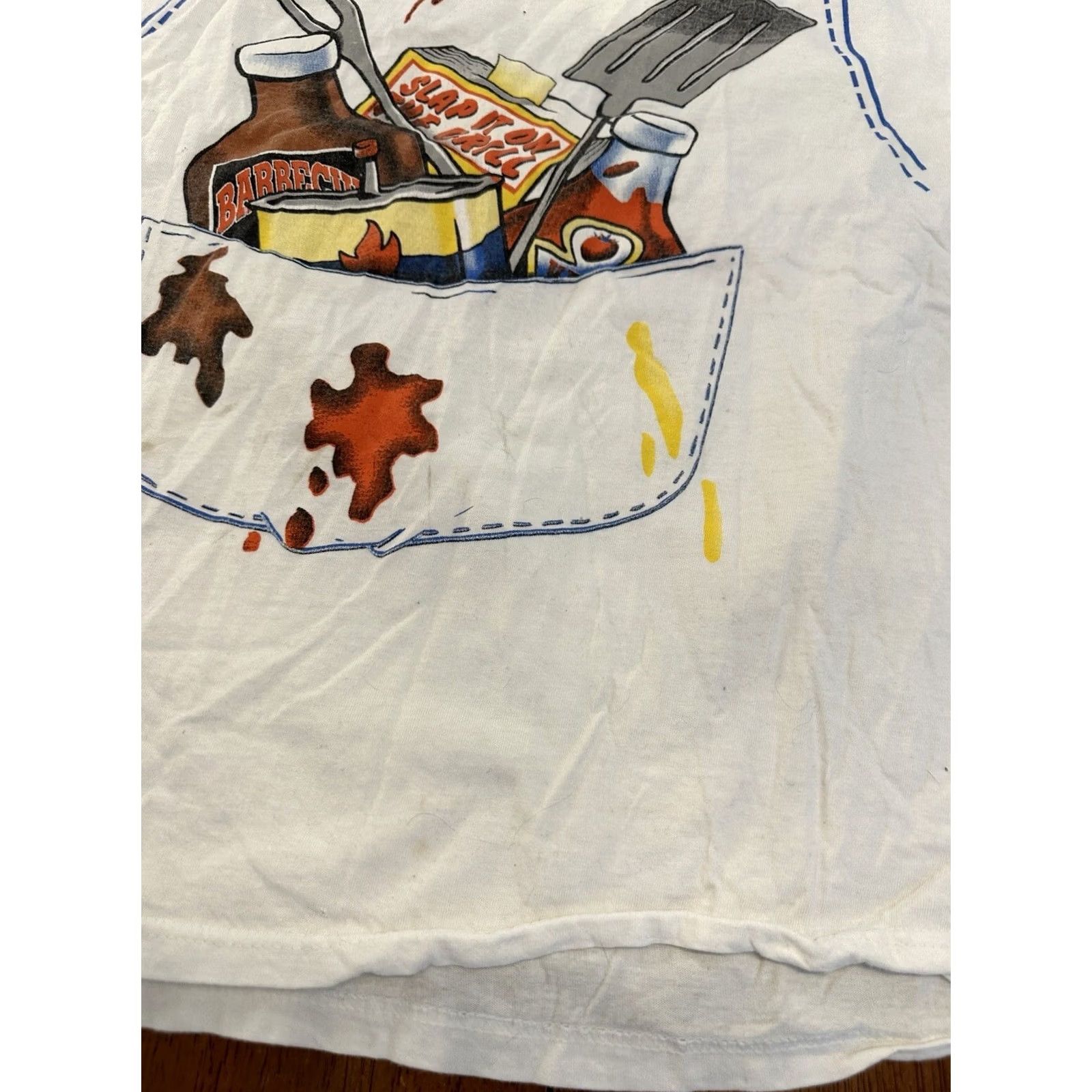 Delta VINTAGE Mr. Barbecue T Shirt 90s Large Graphic White Cotton Logo Mens Size US L / EU 52-54 / 3 - 3 Thumbnail