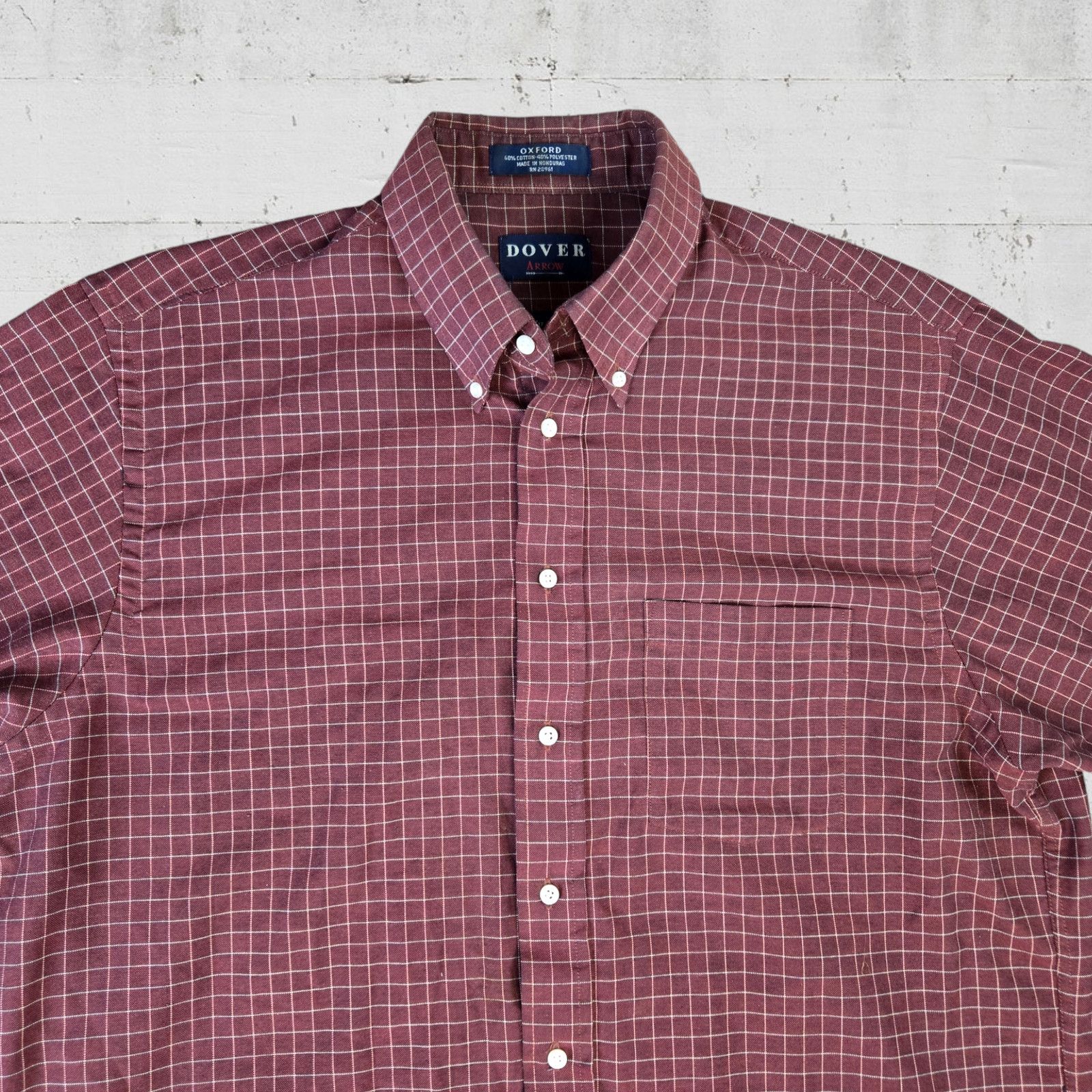 Vintage Vintage Dark Red Plaid Oxford Shirt Size 17 Size US L / EU 52-54 / 3 - 3 Thumbnail