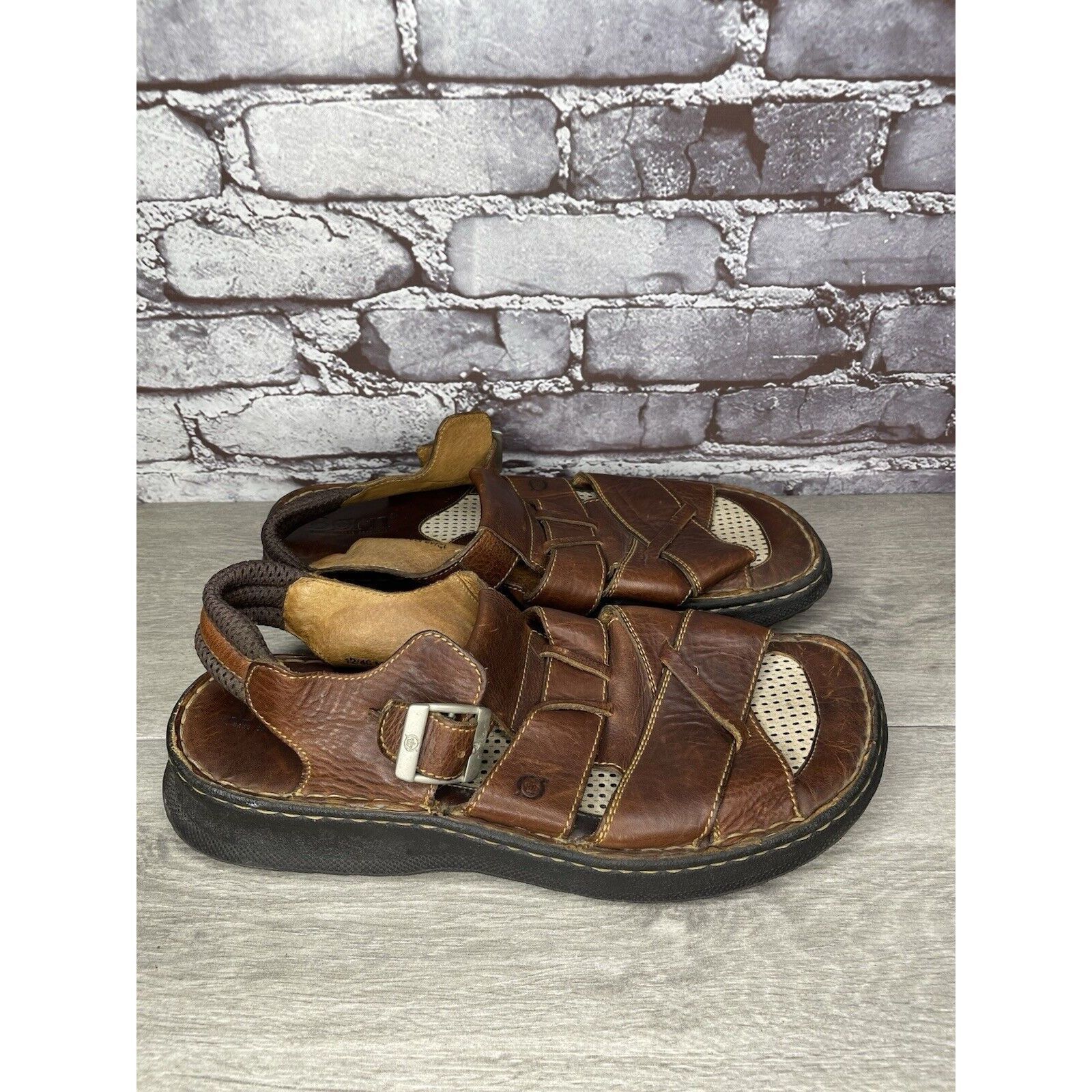 Born Born Brown Leather Fisherman Comfort Strap Casual Sandals Me Size US 12 / EU 45 - 12 Thumbnail