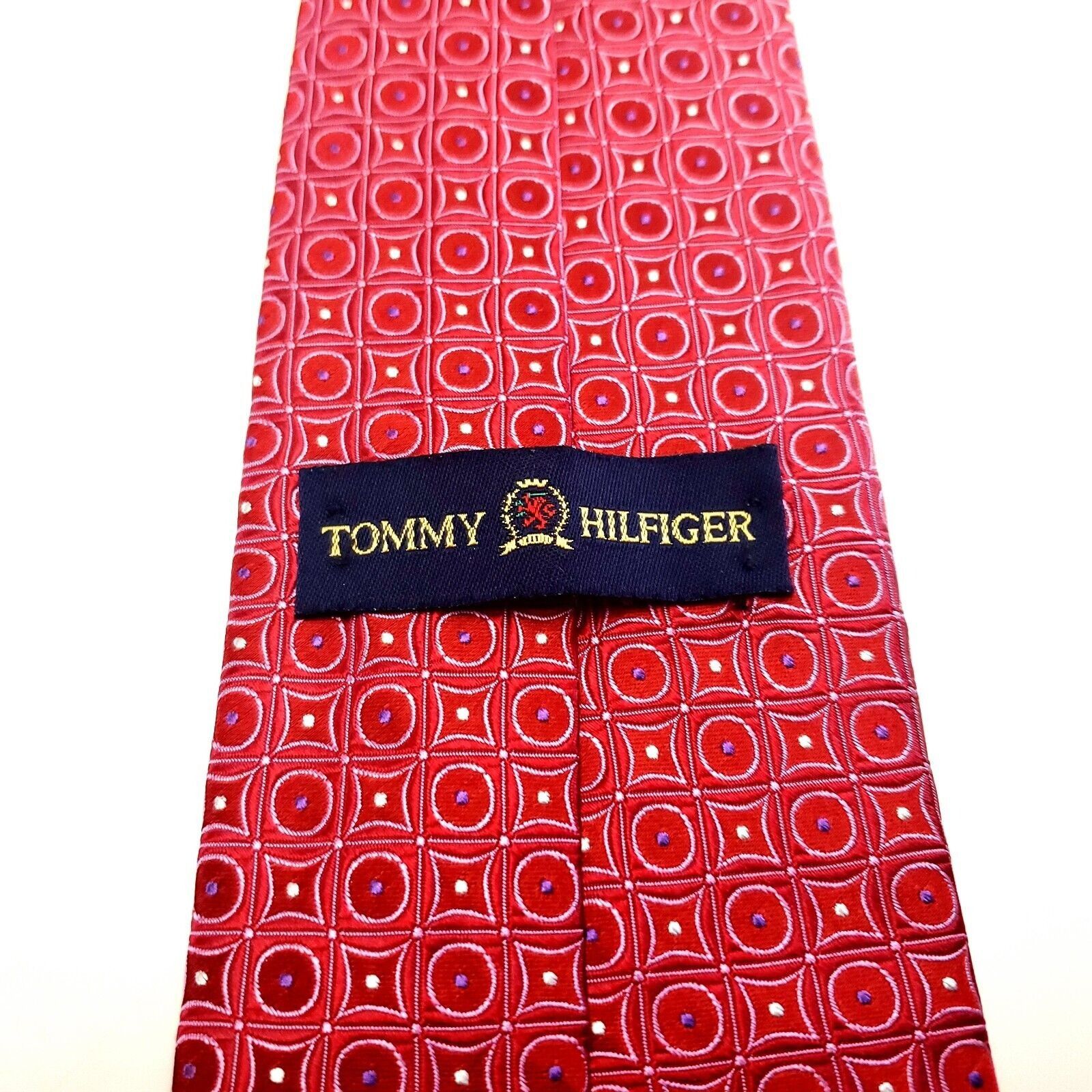 Tommy Hilfiger Tommy Hilfiger Red Silk Tie Woven Check Size ONE SIZE - 4 Thumbnail