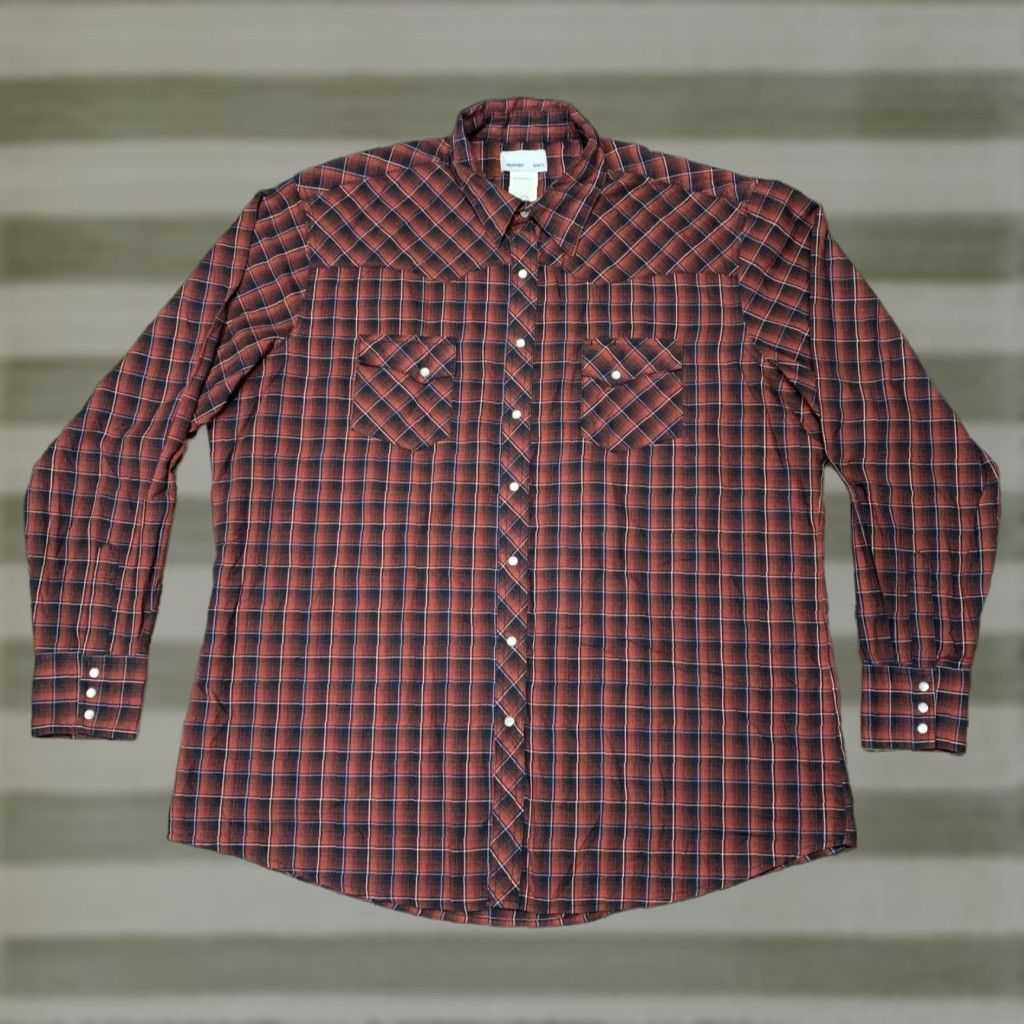 Wrangler Wrangler Wrancher Western Pearl Snap Long Sleeve Shirt Men’s 2XT Red Black Size US XXL / EU 58 / 5 - 1 Thumbnail