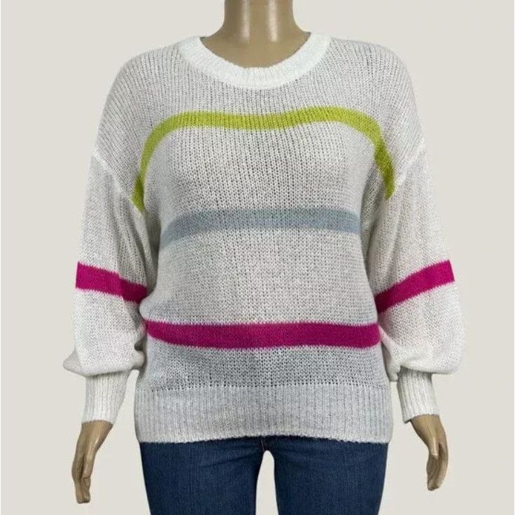 Other Wild Fable Womens Striped Crewneck Oversized Pullover Sweate Size M / US 6-8 / IT 42-44 - 2 Thumbnail