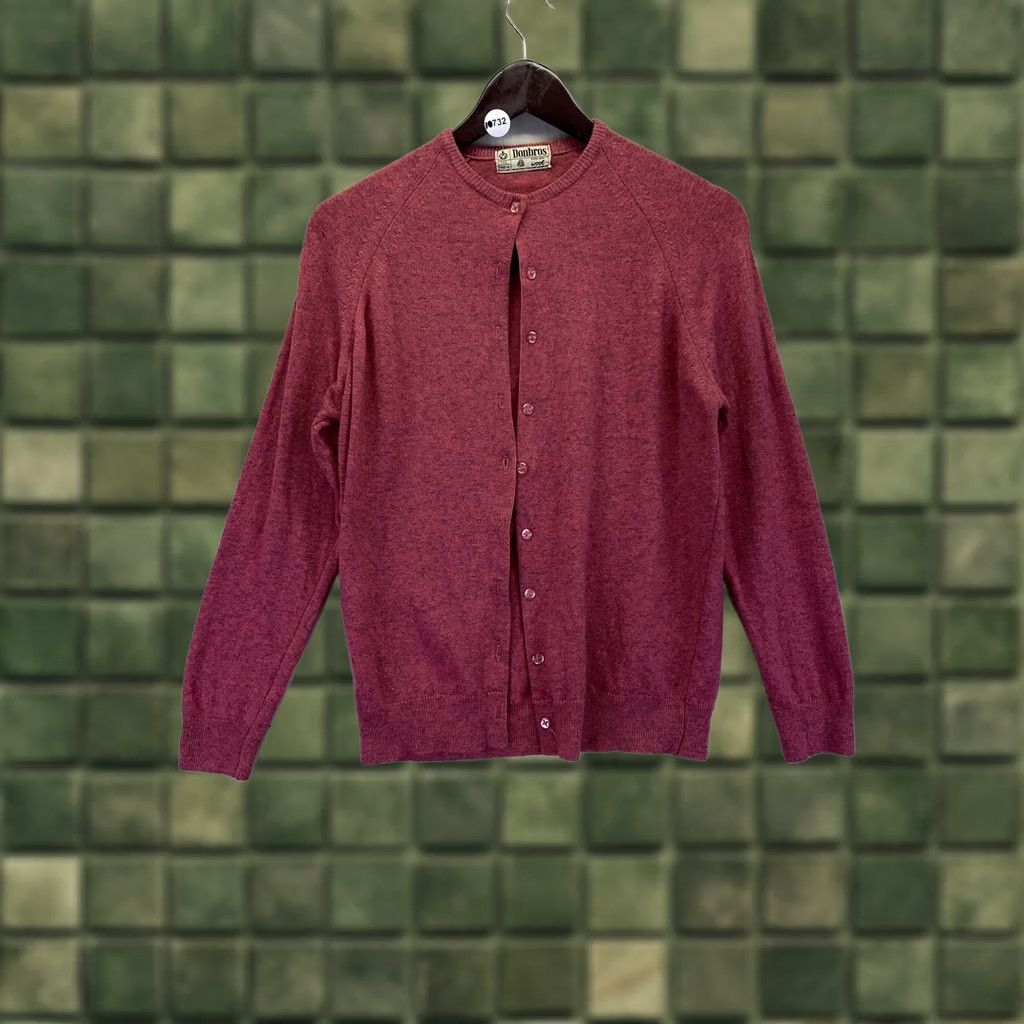 Pinko VINTAGE Donbros Sweater Cardigan Womens Purple Pink Lambswool 1970s 80s Made In Scotland M Size M / US 6-8 / IT 42-44 - 1 Thumbnail