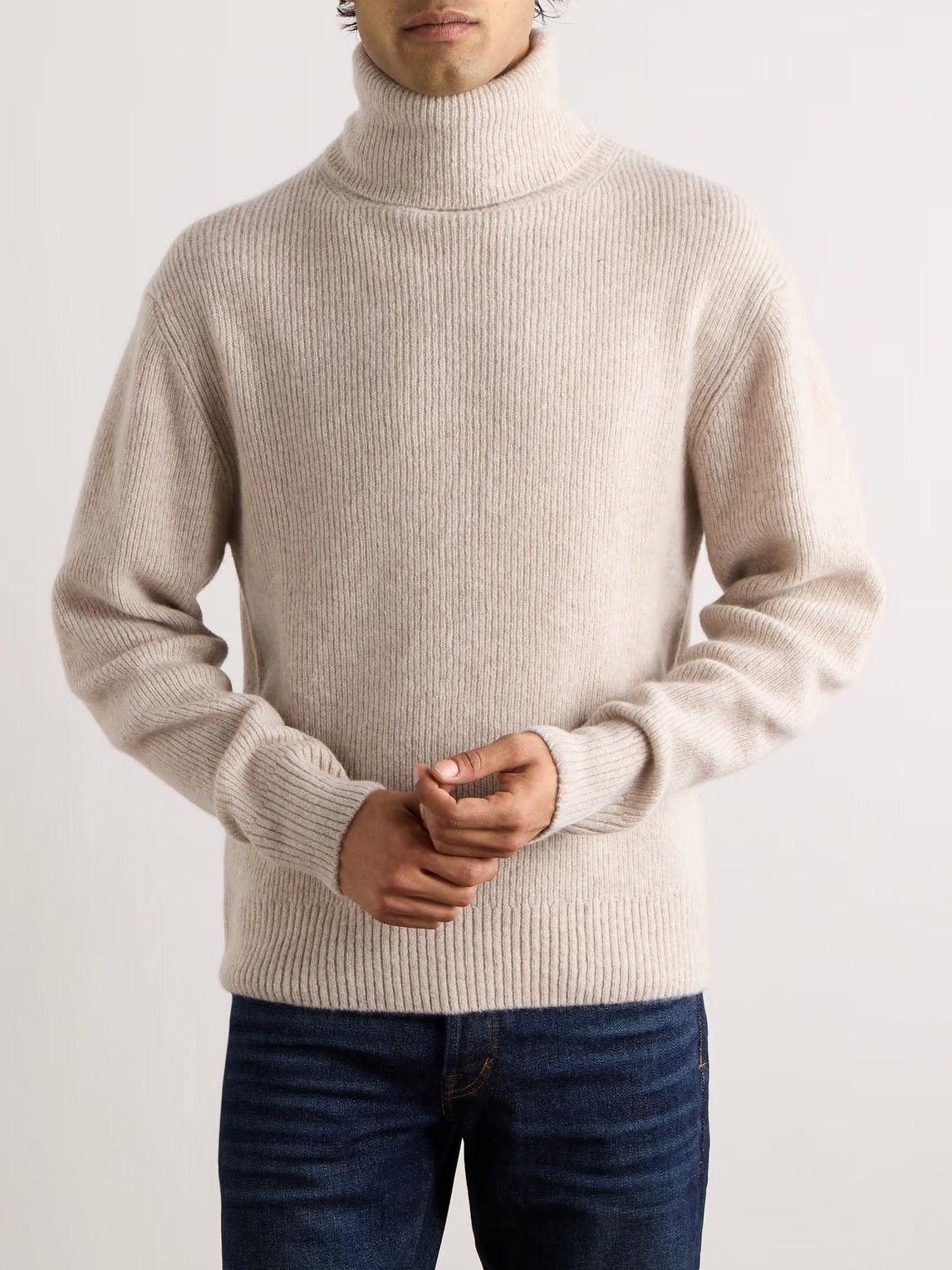 Tom Ford o1s22i1n0125 Cashmere And Silk Turtleneck Sweater in Beige Size US M / EU 48-50 / 2 - 4 Thumbnail