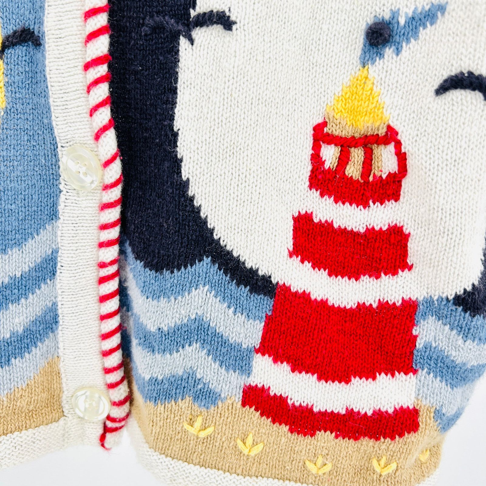 Vintage Vintage 90s Blue White Nautical Lighthouse Sweater Vest Size S / US 4 / IT 40 - 4 Thumbnail