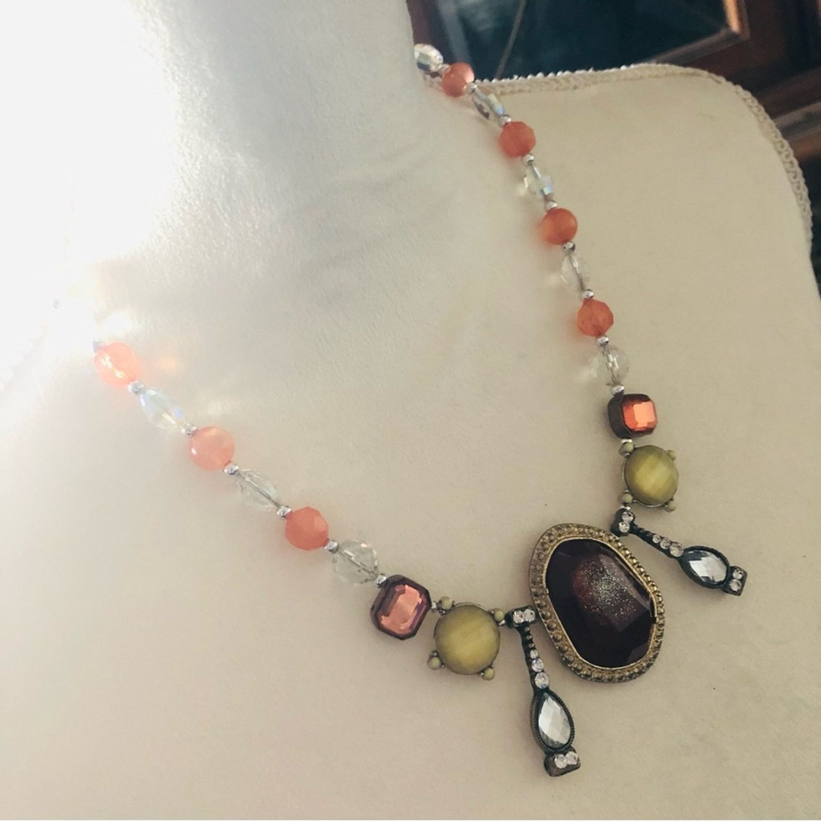Handmade Handcrafted Hawaiian sunset crystal bead stone necklace Size ONE SIZE - 4 Thumbnail