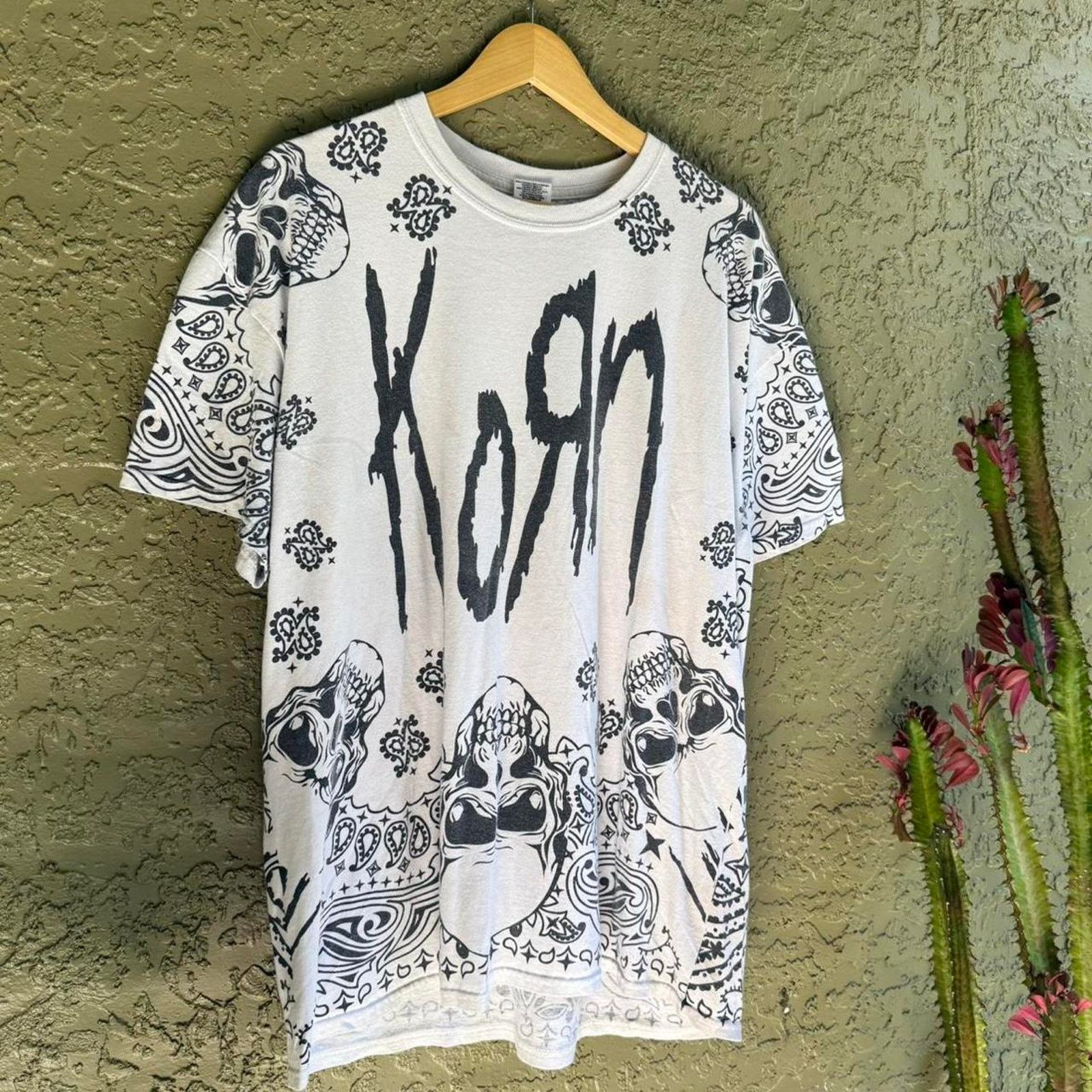 Vintage Korn Paisley Y2K Skull AOP Men's XL Shirt