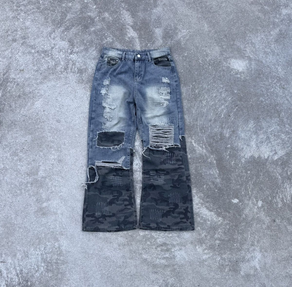 Vintage Vintage Y2K avantgarde affliction streetwear wide jeans Size US 32 / EU 48 - 5 Thumbnail