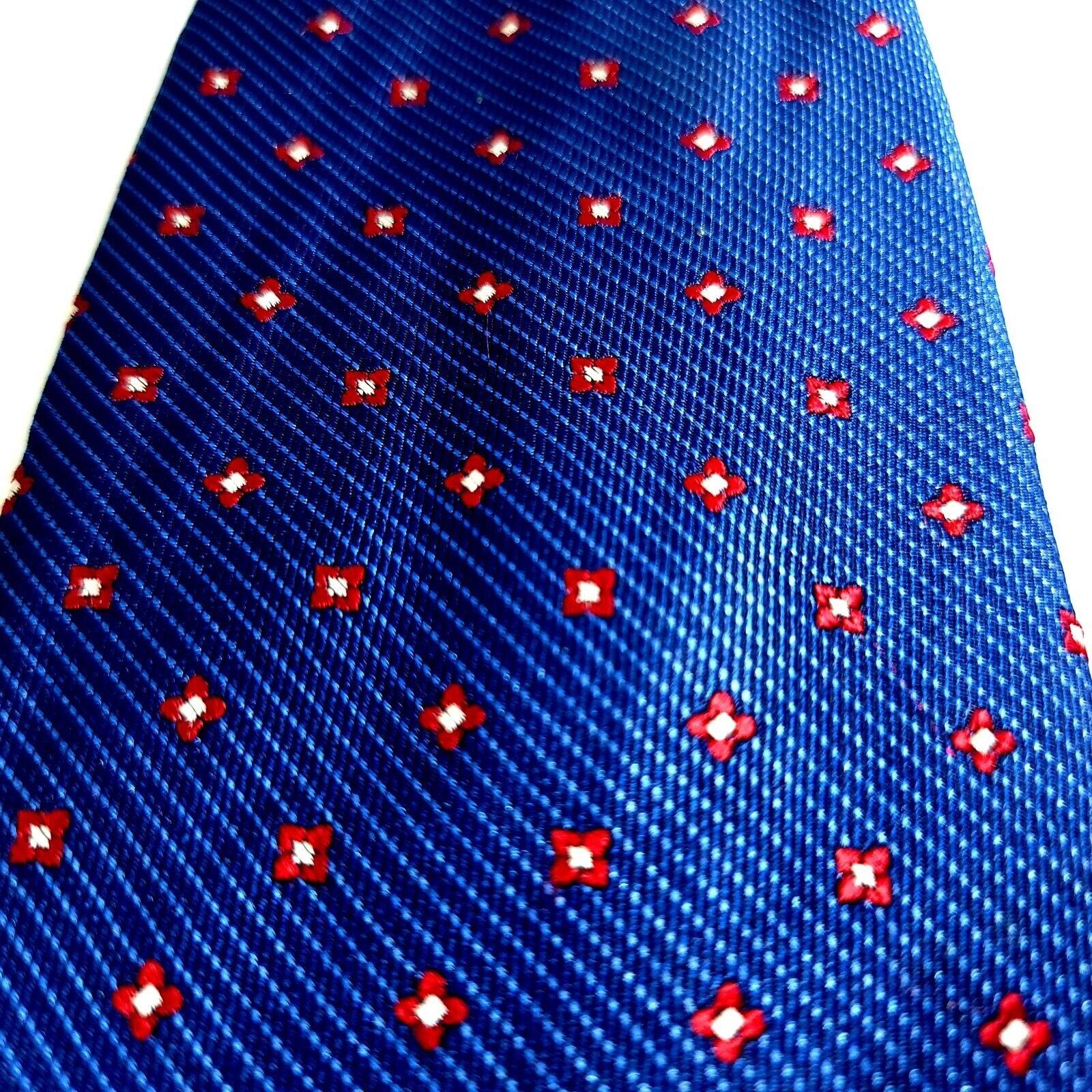 Tommy Hilfiger Tommy Hilfiger Blue Red Floral Woven Geometric Long Silk Tie Size ONE SIZE - 2 Thumbnail