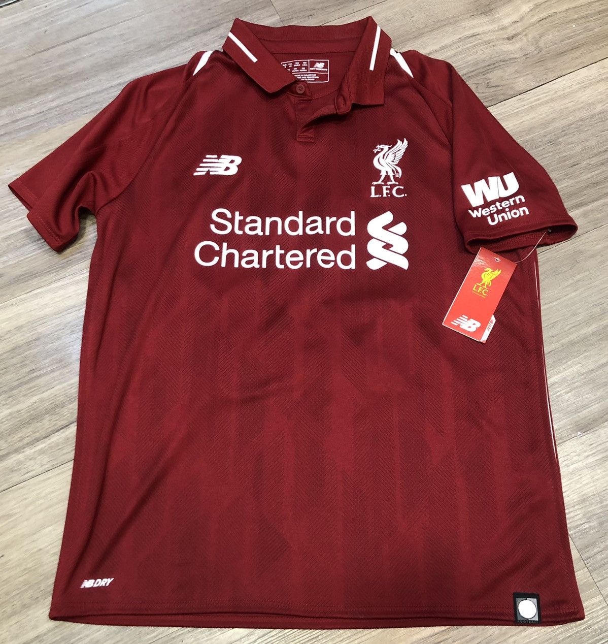 image of New Balance x Soccer Jersey Liverpool 18/19 Home Shirt 23 Shaqiri in Red, Women's (Size Small)