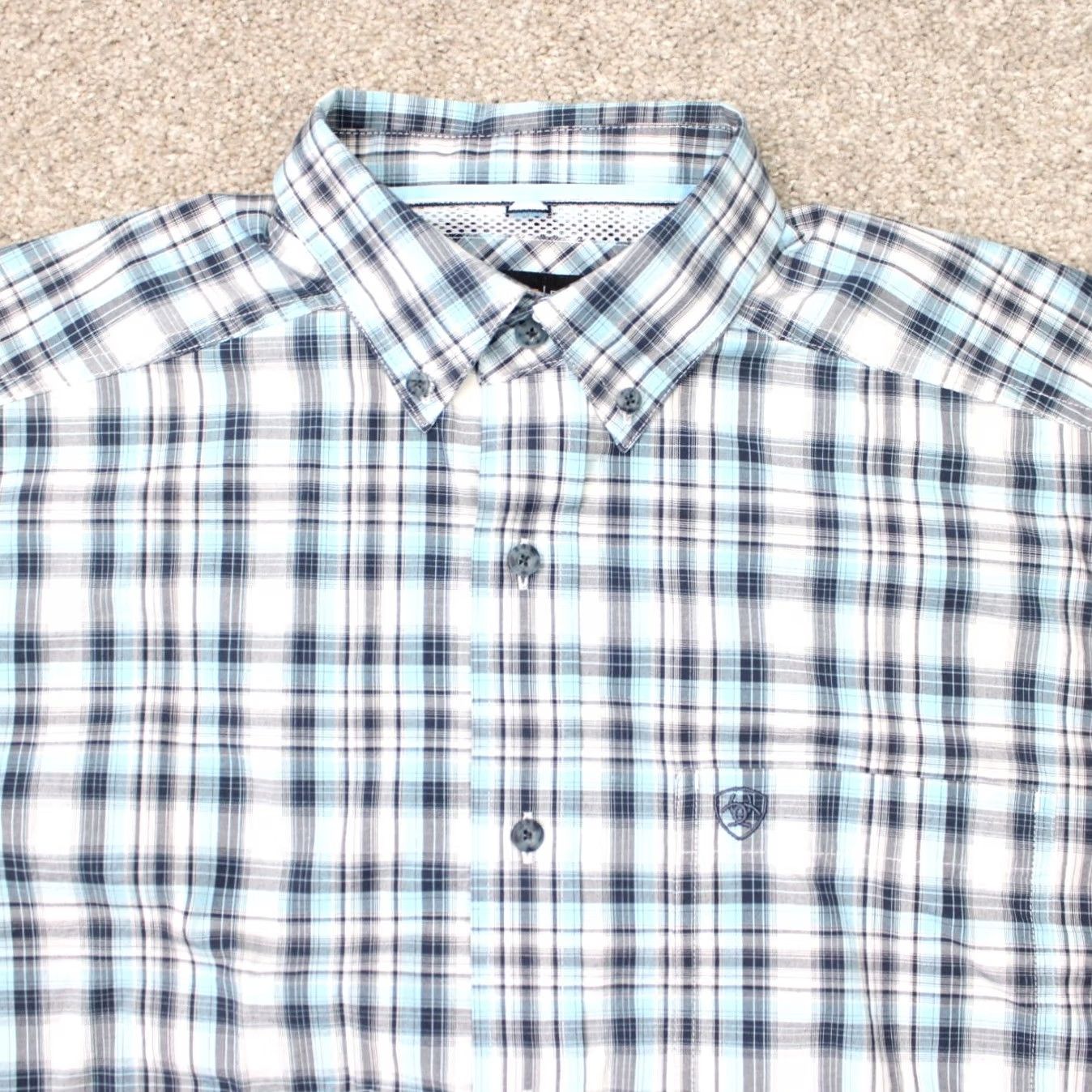 Ariat Ariat Pro Series Norbert Button-Up Blue Plaid Shirt Mens Medium Classic Fit Long Sleeve Size US M / EU 48-50 / 2 - 4 Thumbnail