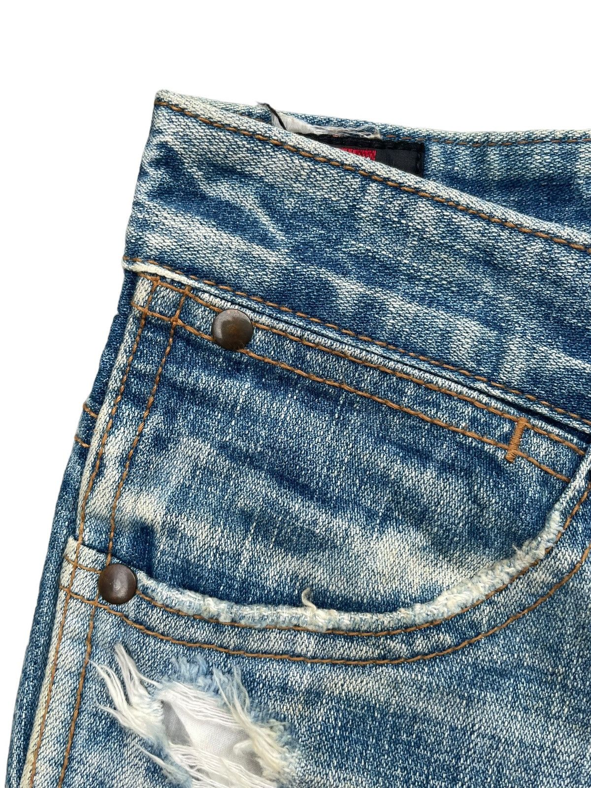 Japanese Brand Vintage Flare 5pm Jeans Distresed Denim Size 29" - 4 Thumbnail