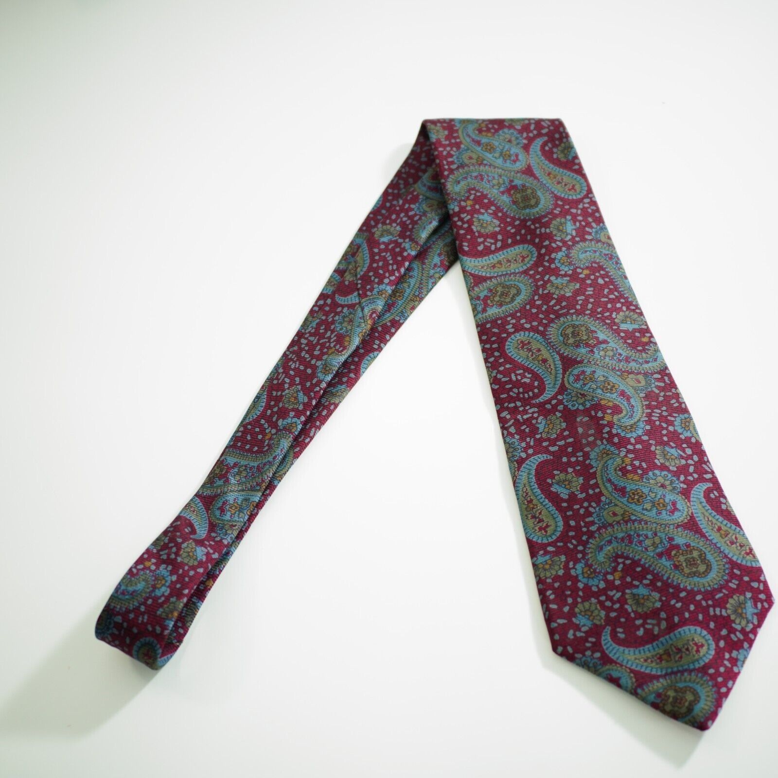 Lanvin Lanvin Paris Red Green Blue Paisley Print Silk Tie Size ONE SIZE - 6 Thumbnail