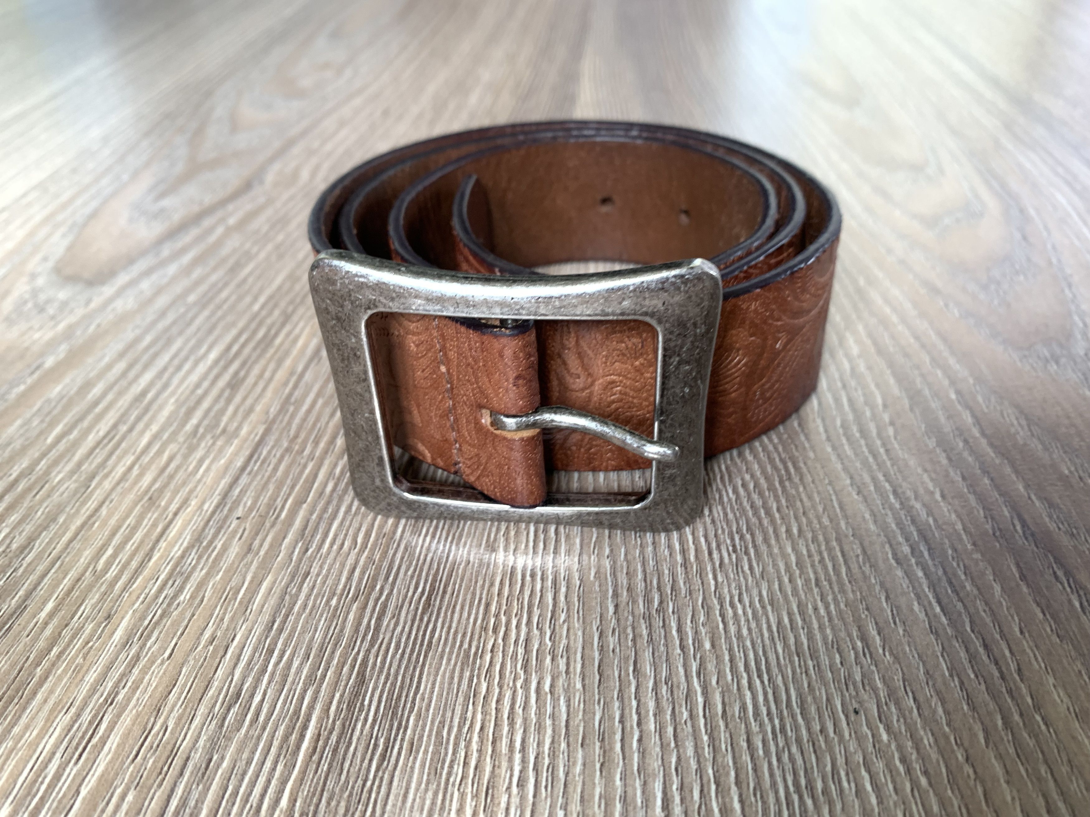 Designer × Vintage Bon A Parte Embossed Brown Leather Belt Size ONE SIZE - 2 Thumbnail