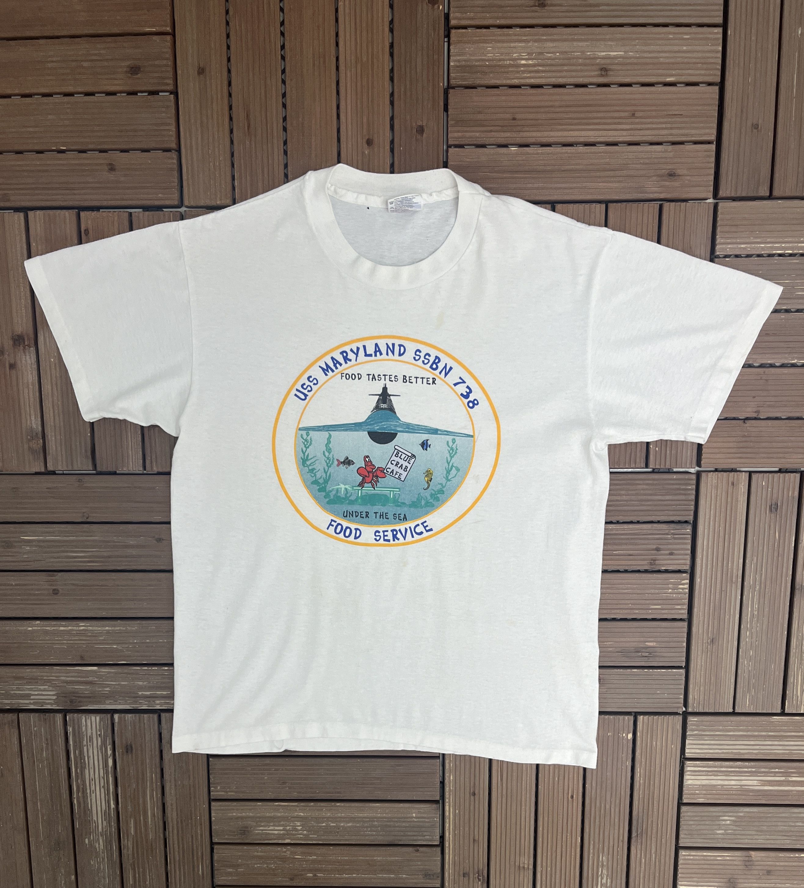 Vintage USS Maryland SSBN-738 Food Service Vintage T-Shirt Tee Size US L / EU 52-54 / 3 - 1 Thumbnail