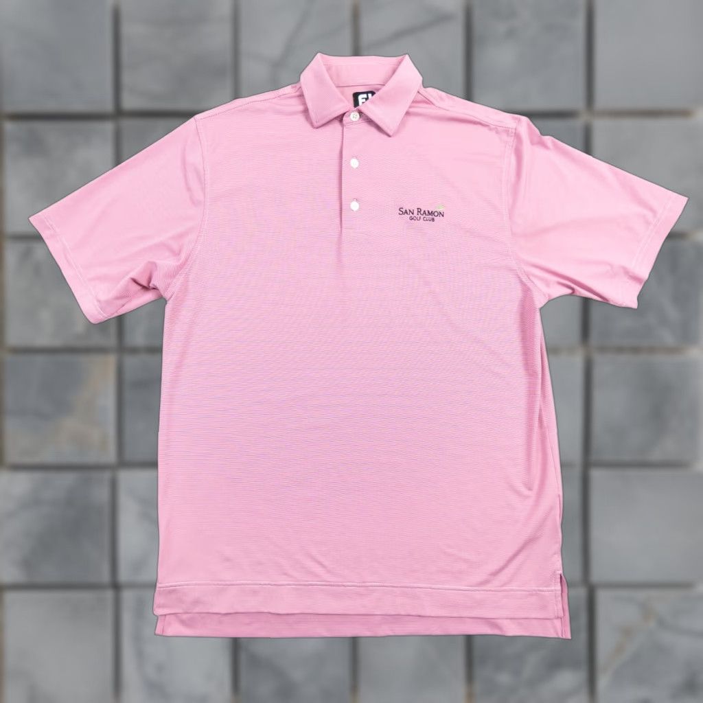 Footjoy FootJoy Men Polo Shirt M Pink Striped Short Sleeve Golf Casual Solid Color Logo Embroidered 2010s Mens Size US M / EU 48-50 / 2 - 1 Thumbnail