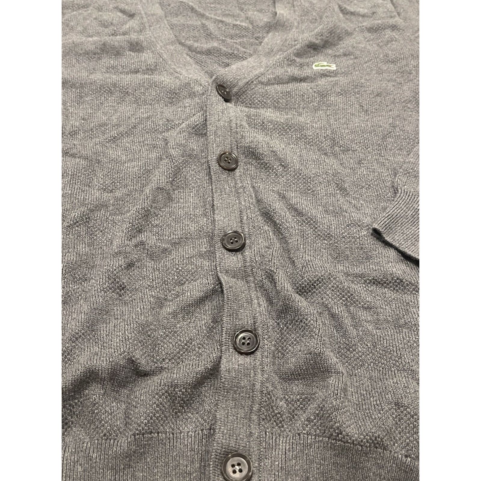 Lacoste Lacoste Cardigan Sweater Mens XL Gray V-Neck Button Front Long Sleeve Casual Pockets Classic Fall Winter Size US XL / EU 56 / 4 - 2 Thumbnail