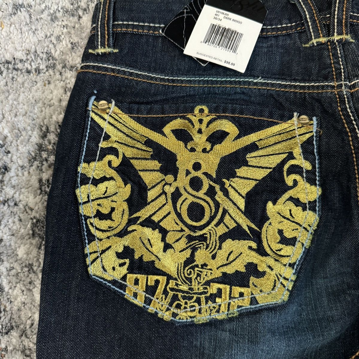 JNCO × Japanese Brand × Vintage Crazy Vintage y2k 8732 embroidered baggy cybergoth jeans Size US 36 / EU 52 - 4 Thumbnail