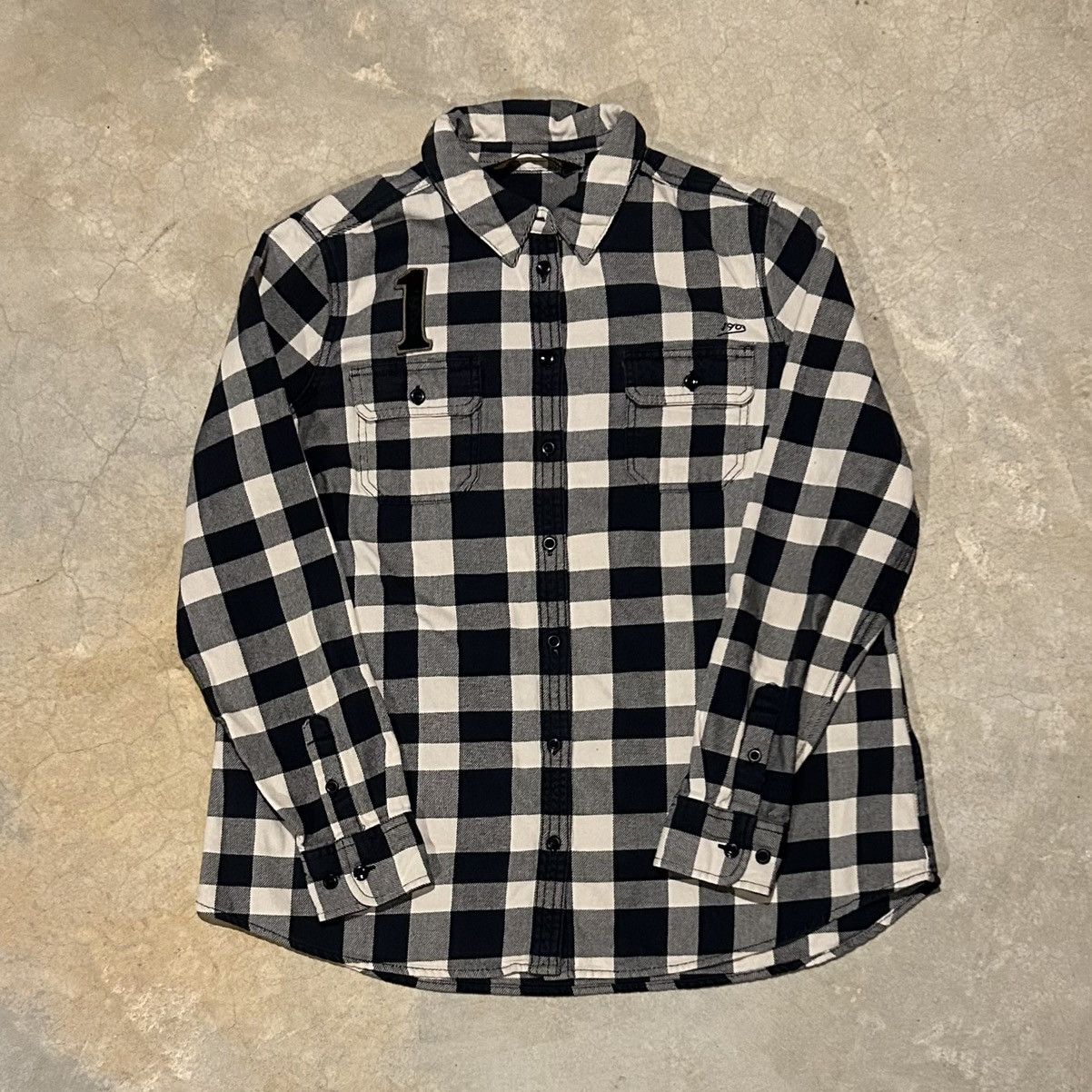 Harley Davidson × Vintage Crazy Vintage Y2K Harley Davidson Studded Patch Flannel Size US XL / EU 56 / 4 - 4 Thumbnail