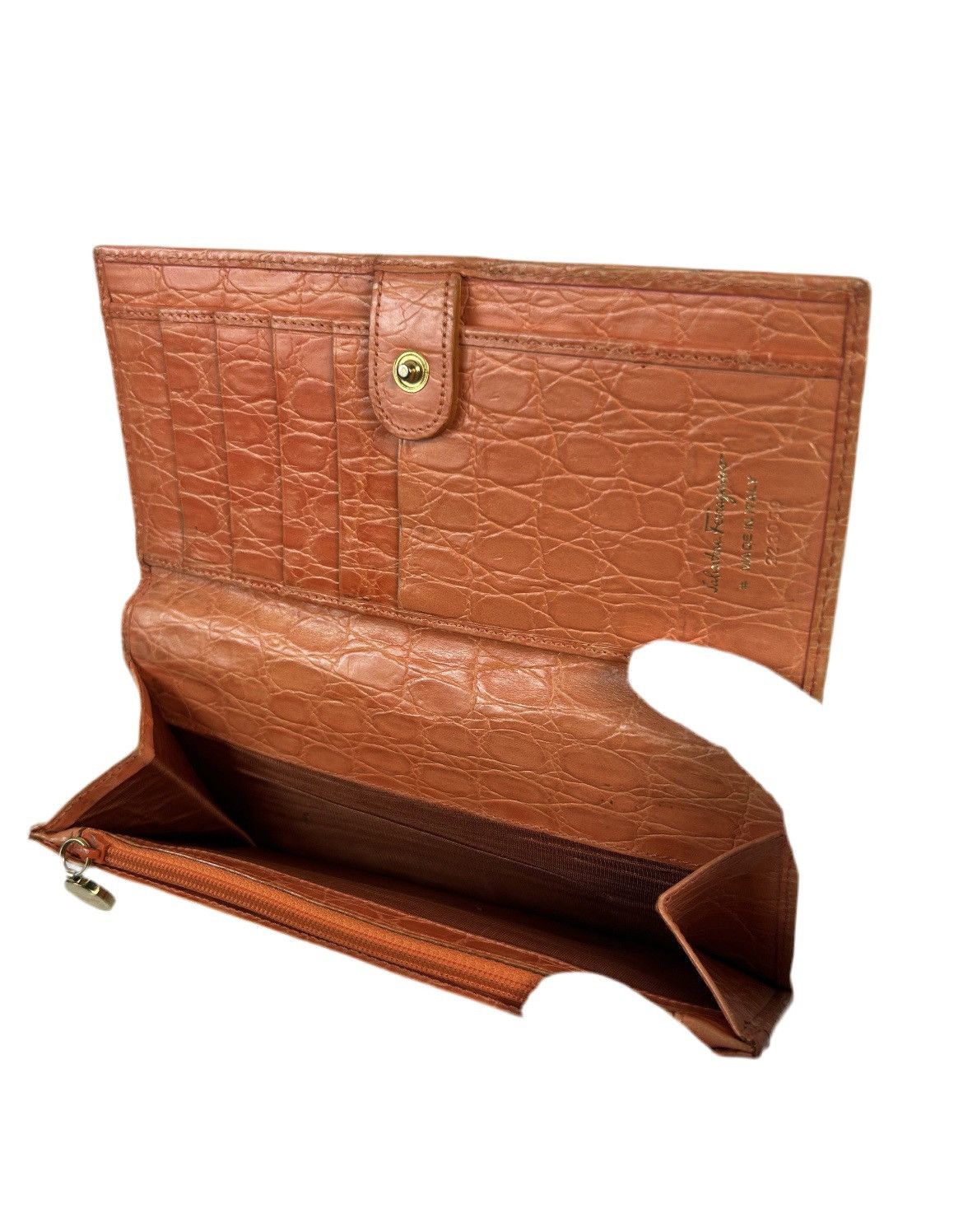 Salvatore Ferragamo Ferragamo Orange Leather Long Wallet Size ONE SIZE - 3 Thumbnail