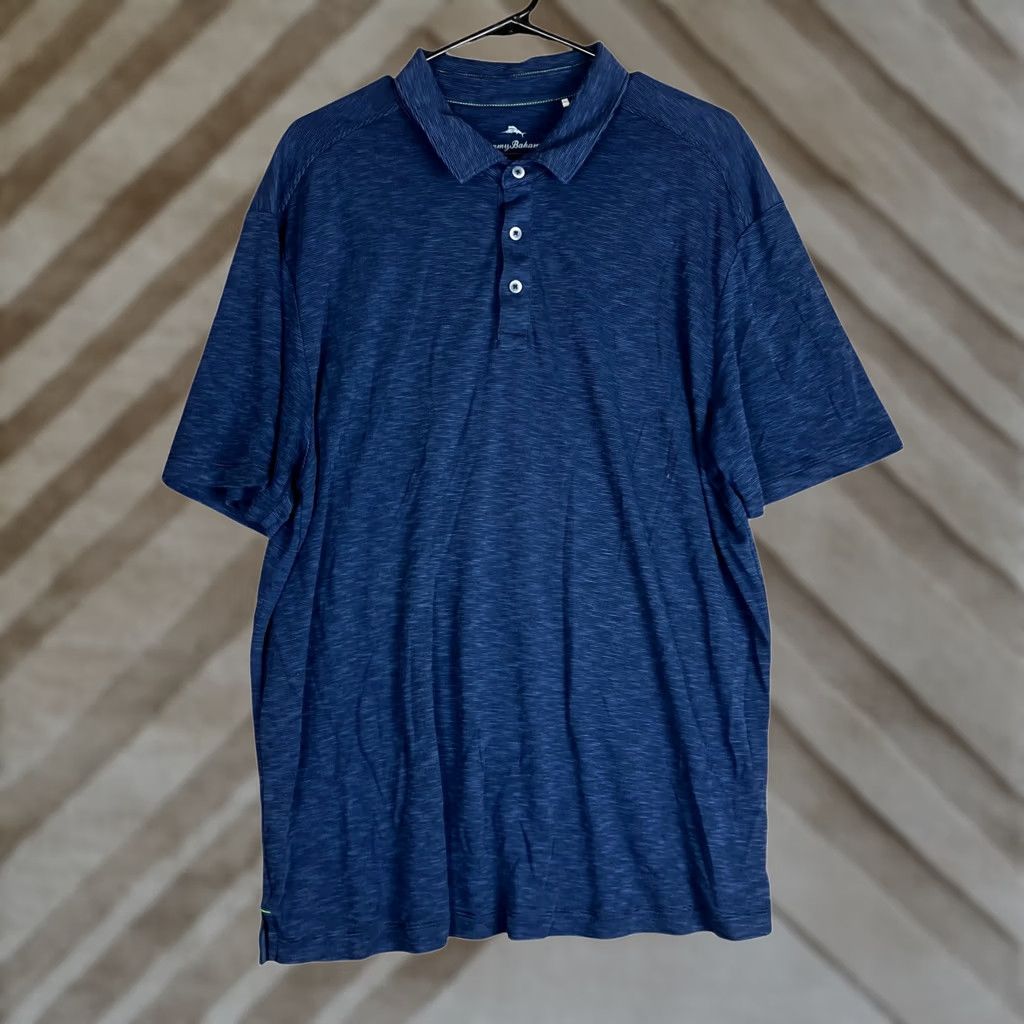 Tommy Bahama Tommy Bahama Men Polo Shirt Navy Collared Short Sleeve Cotton Tencel XL Size US XL / EU 56 / 4 - 1 Thumbnail