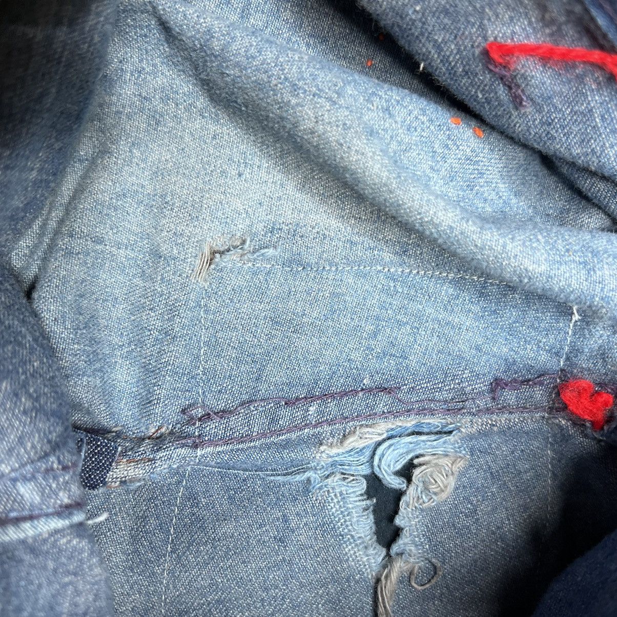 Vintage Vintage 1970s Denim Custom Hippie Bellbottom Flare Jeans Size 31" - 17 Thumbnail