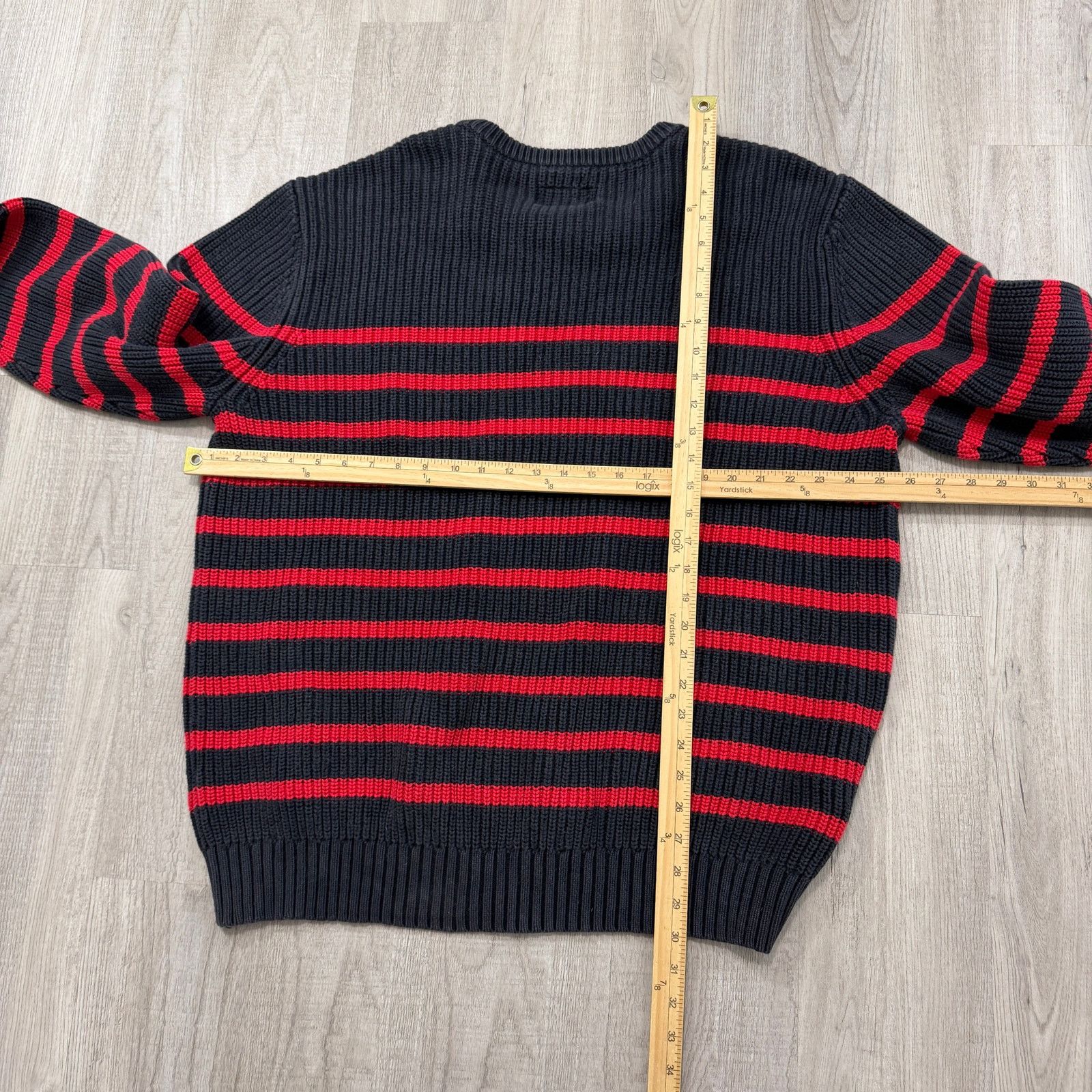 American Eagle Outfitters American Eagle Sweater 2XL Blue Red Striped Knit Crewneck Size US XXL / EU 58 / 5 - 7 Thumbnail