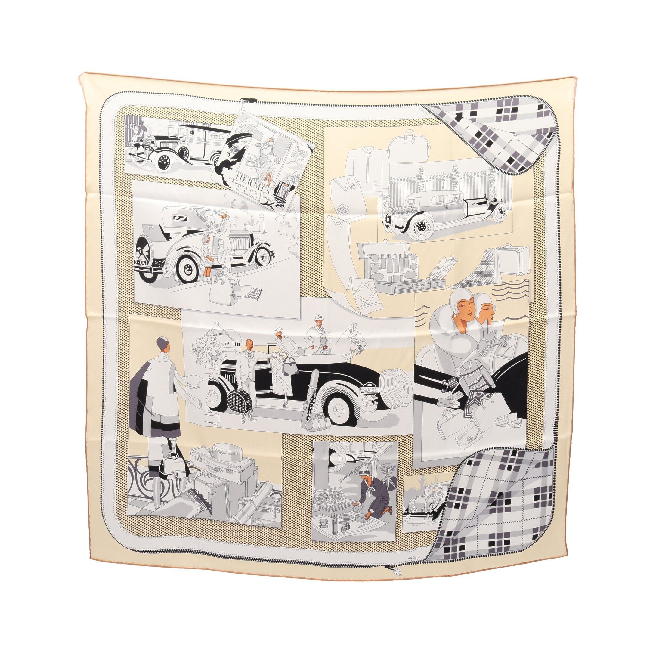 Hermes Hermes Carres 70 L Elegance Et Le Confort En Automobile Scarf Silk Ivory White Multicolor Size ONE SIZE - 1 Thumbnail
