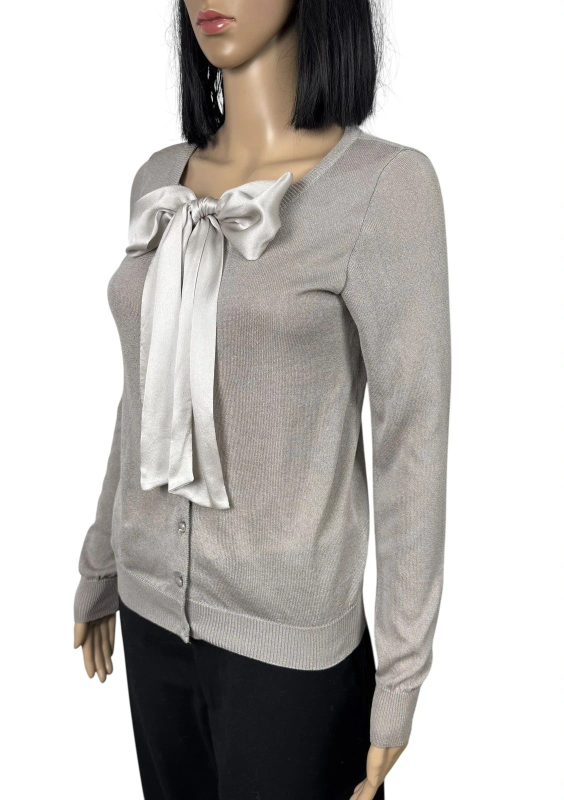 Moschino Moschino Bow Silk Cardigan Rayon size GB8 US6 Size S / US 4 / IT 40 - 4 Thumbnail