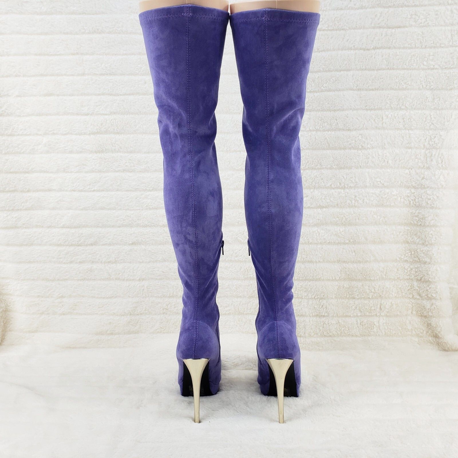 Other Girlz Revenge Faux Stretch Purple Suede High Heel Platform T Size US 7.5 / IT 37.5 - 8 Thumbnail