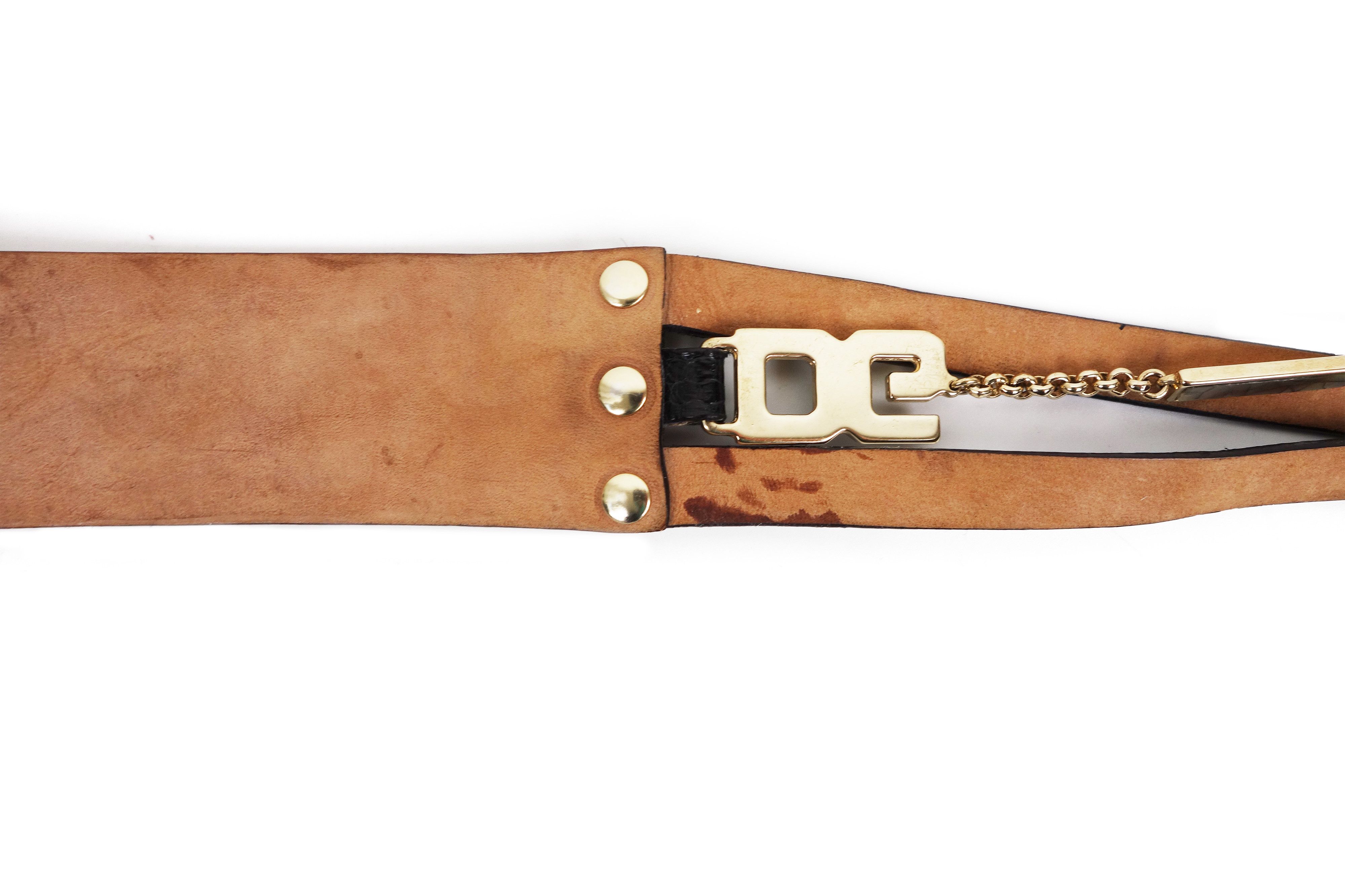 Dolce & Gabbana Dolce and Gabbana Buckle Logo Chain Exotic Leather Belt Size ONE SIZE - 9 Thumbnail
