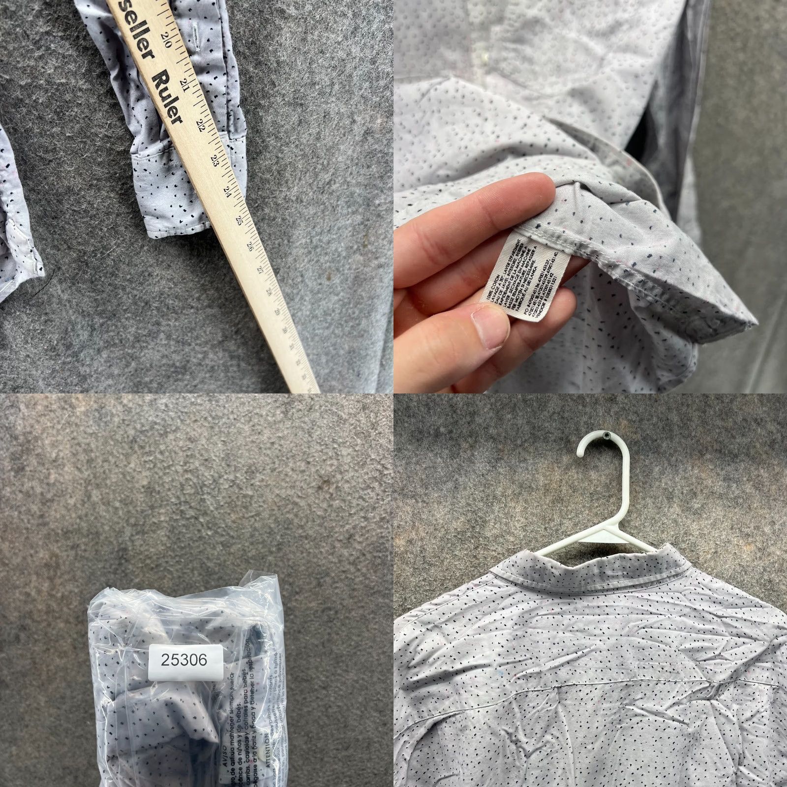 Club Monaco Club Monaco Shirt Men XL Gray Polka Dot Button-Down Slim Fit Size US XL / EU 56 / 4 - 8 Thumbnail