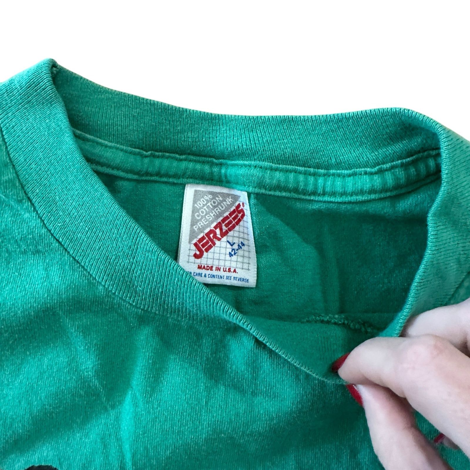 Jerzees Jerzees T-Shirt Made In The USA Green Bull Dog Vintage Size US L / EU 52-54 / 3 - 3 Thumbnail