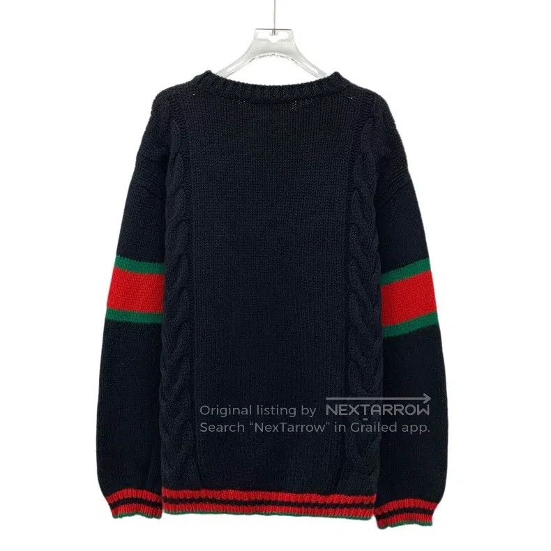 Gucci Gucci Black two-arm striped twisted wool round-neck long-s Size US M / EU 48-50 / 2 - 2 Thumbnail