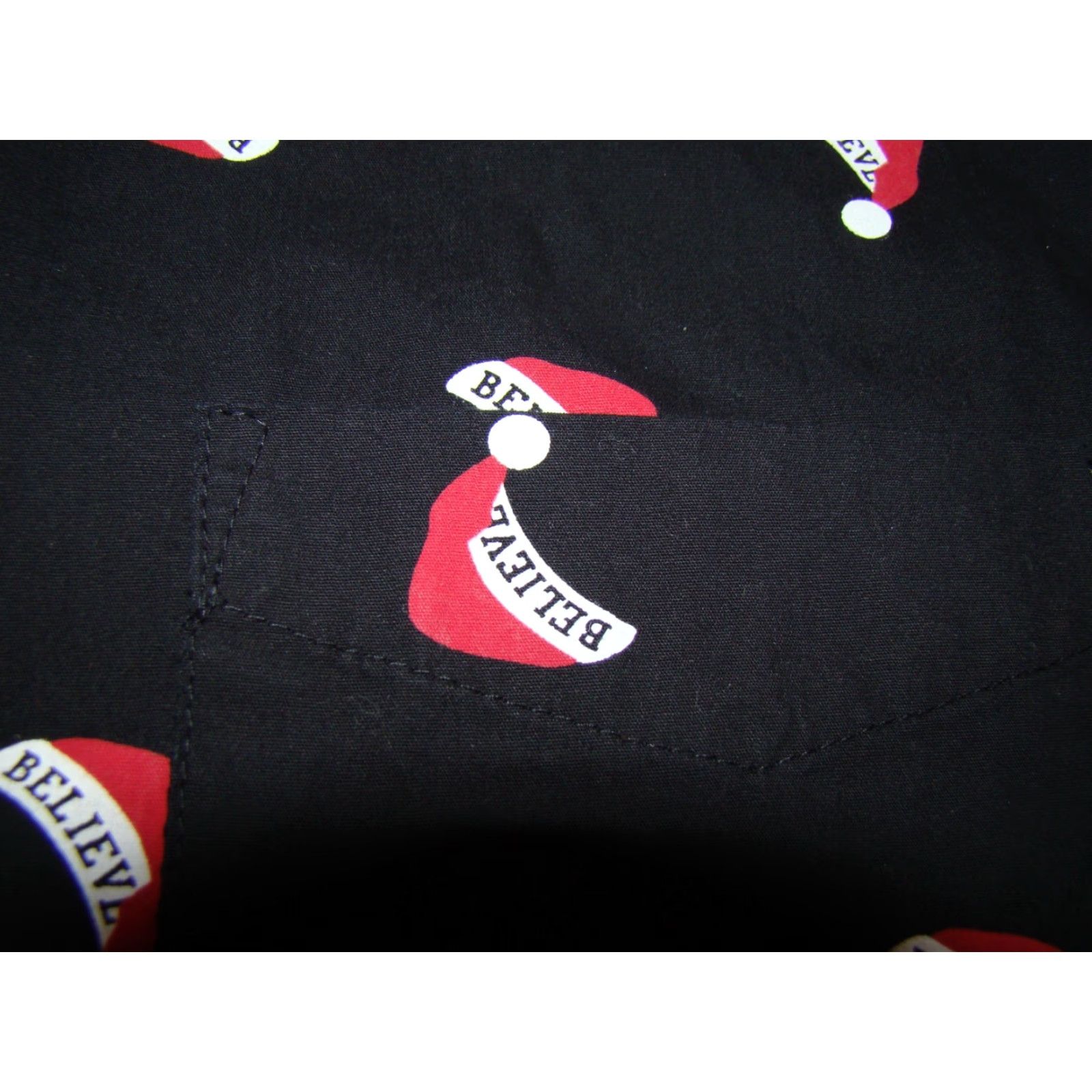 Vintage Rugby University Button-Up Shirt Mens S Christmas Santa Hat Believe Short Sleeve Collared Black 100% Cotton Holiday Theme Christmas Men’s Shirt Size US S / EU 44-46 / 1 - 3 Thumbnail