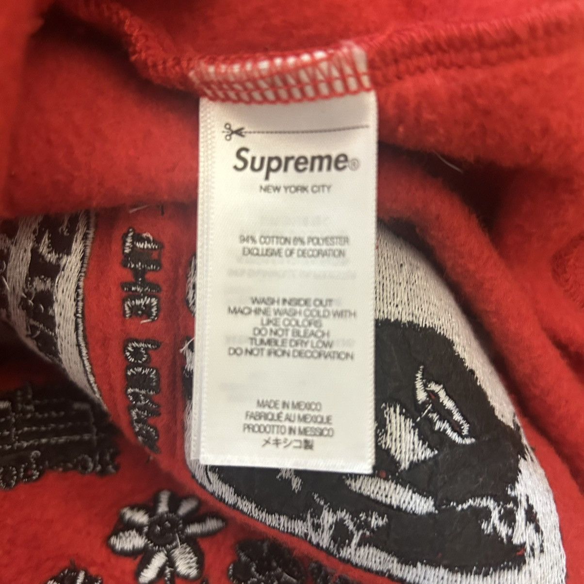 Supreme Supreme Wild Embroidered Hooded Sweatshirt Red Medium Size US M / EU 48-50 / 2 - 4 Thumbnail