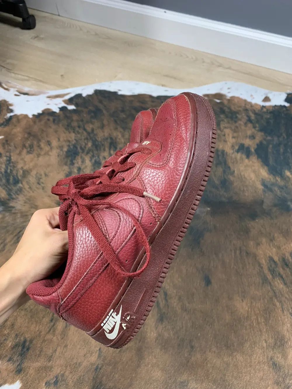 Nike Nike Air Force 1 Low Burgundy Leather Sneakers Rare Size US 5.5 / IT 35.5 - 4 Thumbnail